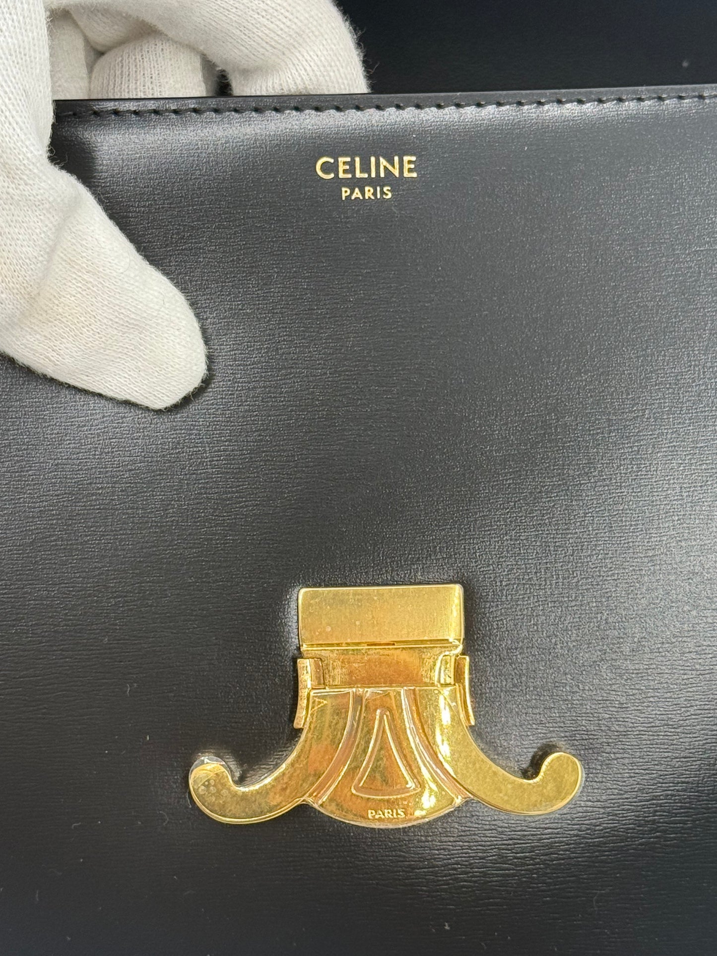 Celine Triomphe Classique Bag Black Leather