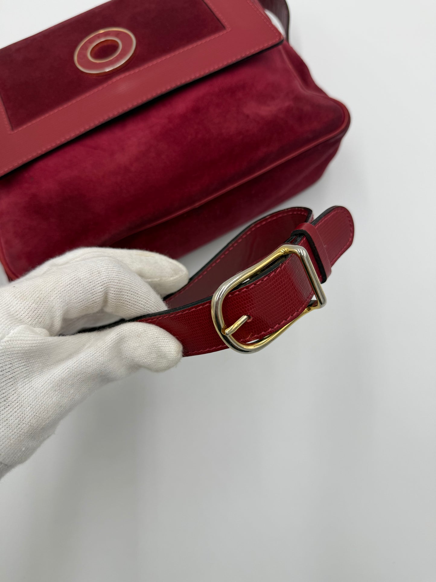 Céline Borsa a Spalla Vintage in Pelle e Camoscio Bordeaux