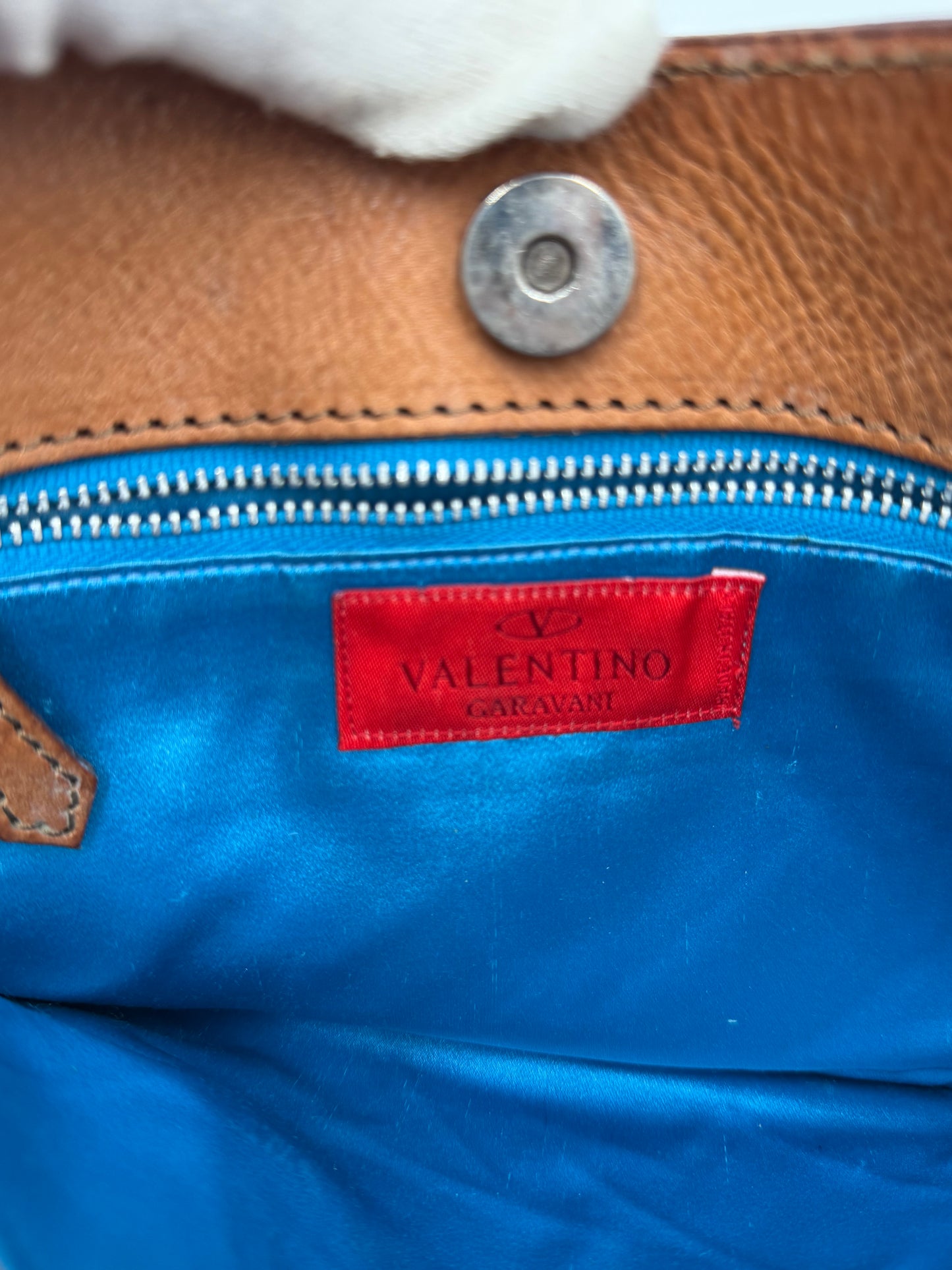 Valentino Garavani Borsa Vintage a Spalla in Pelle con Frange Marrone
