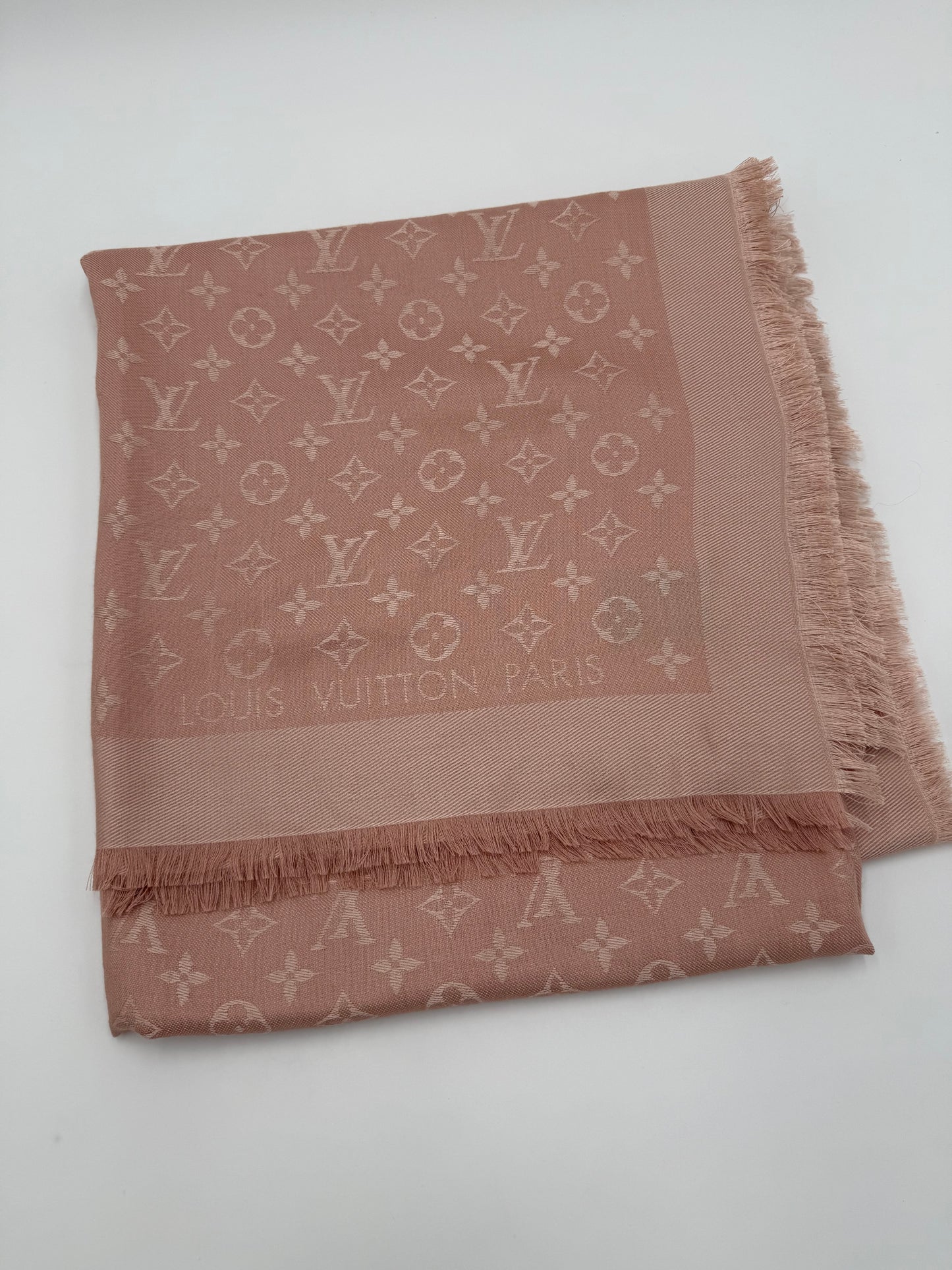 Louis Vuitton Sciarpa Shawl Monogram in Lana Rosa Pastello