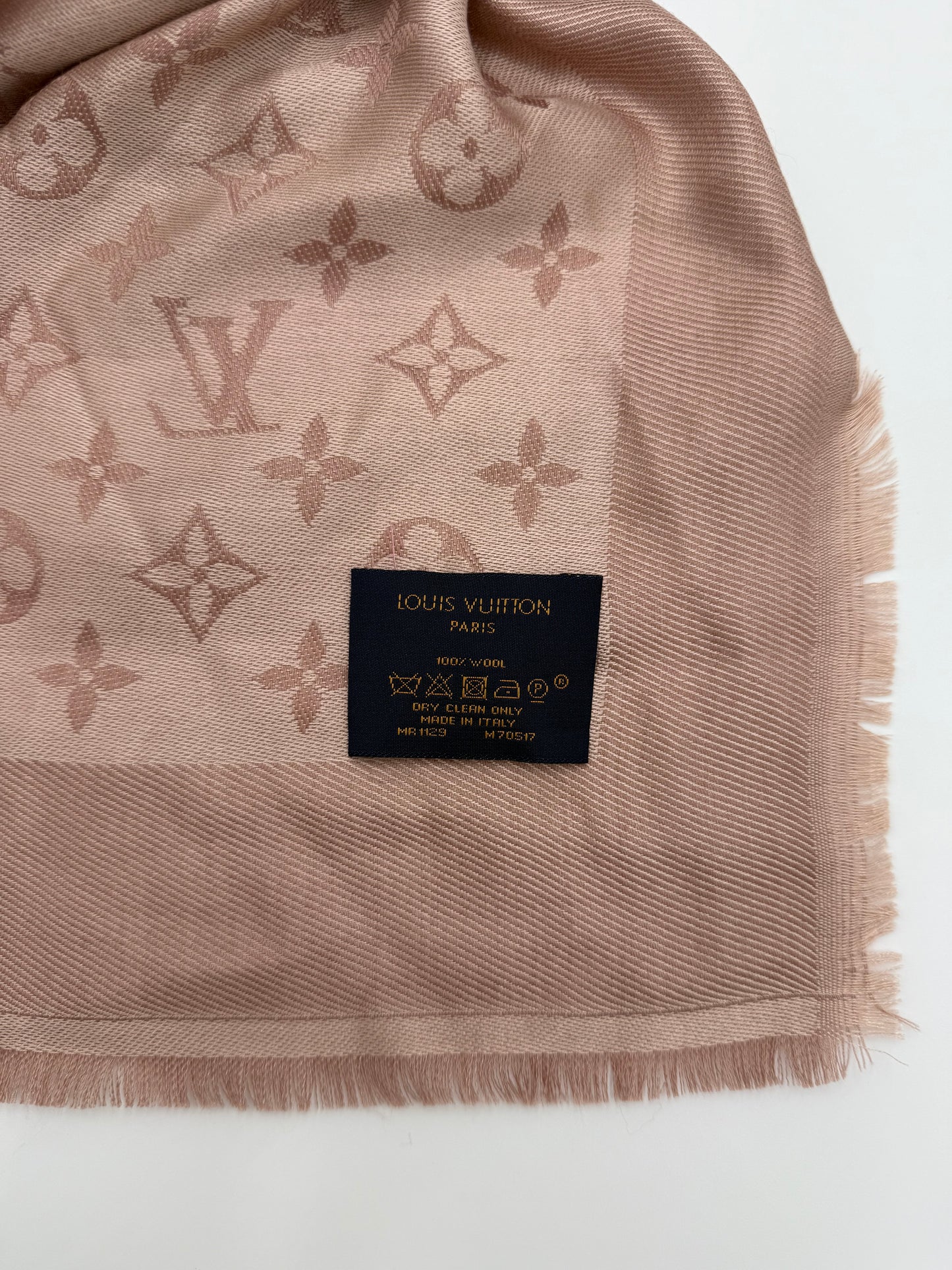 Louis Vuitton Sciarpa Shawl Monogram in Lana Rosa Cipria