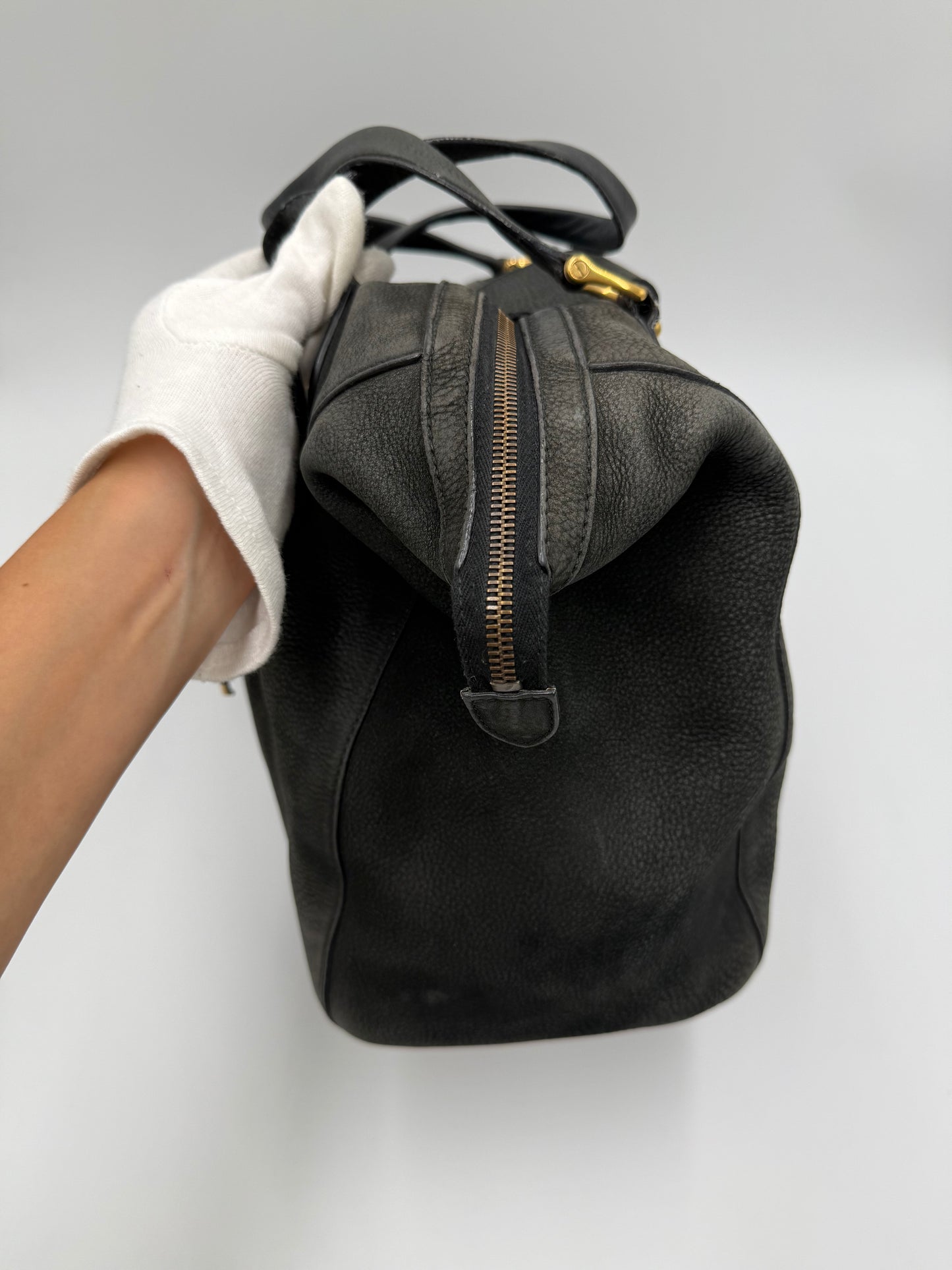 Gucci Borsa Tote Padlock Vintage Pelle Antracite con Iniziali