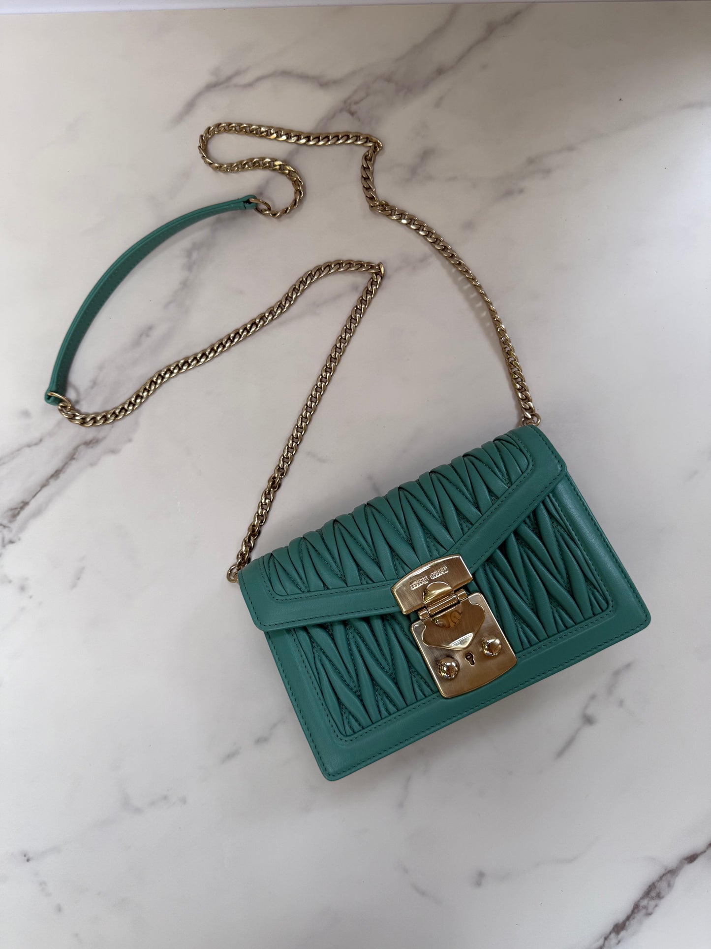 Miu Miu Borsa Confidential Matelassé Verde Giada