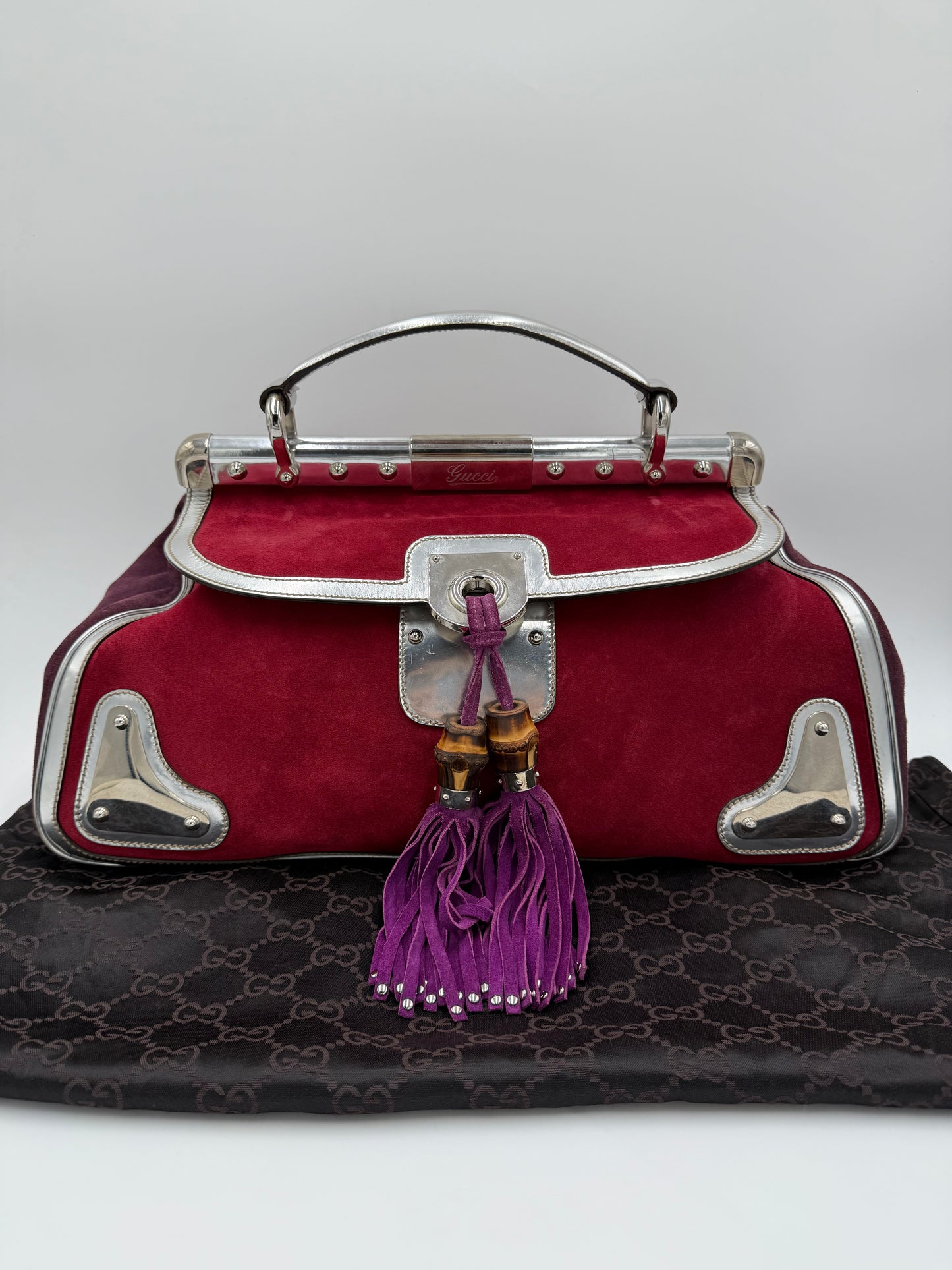 Gucci Borsa Indy Vintage Top Handle Rossa e Argento
