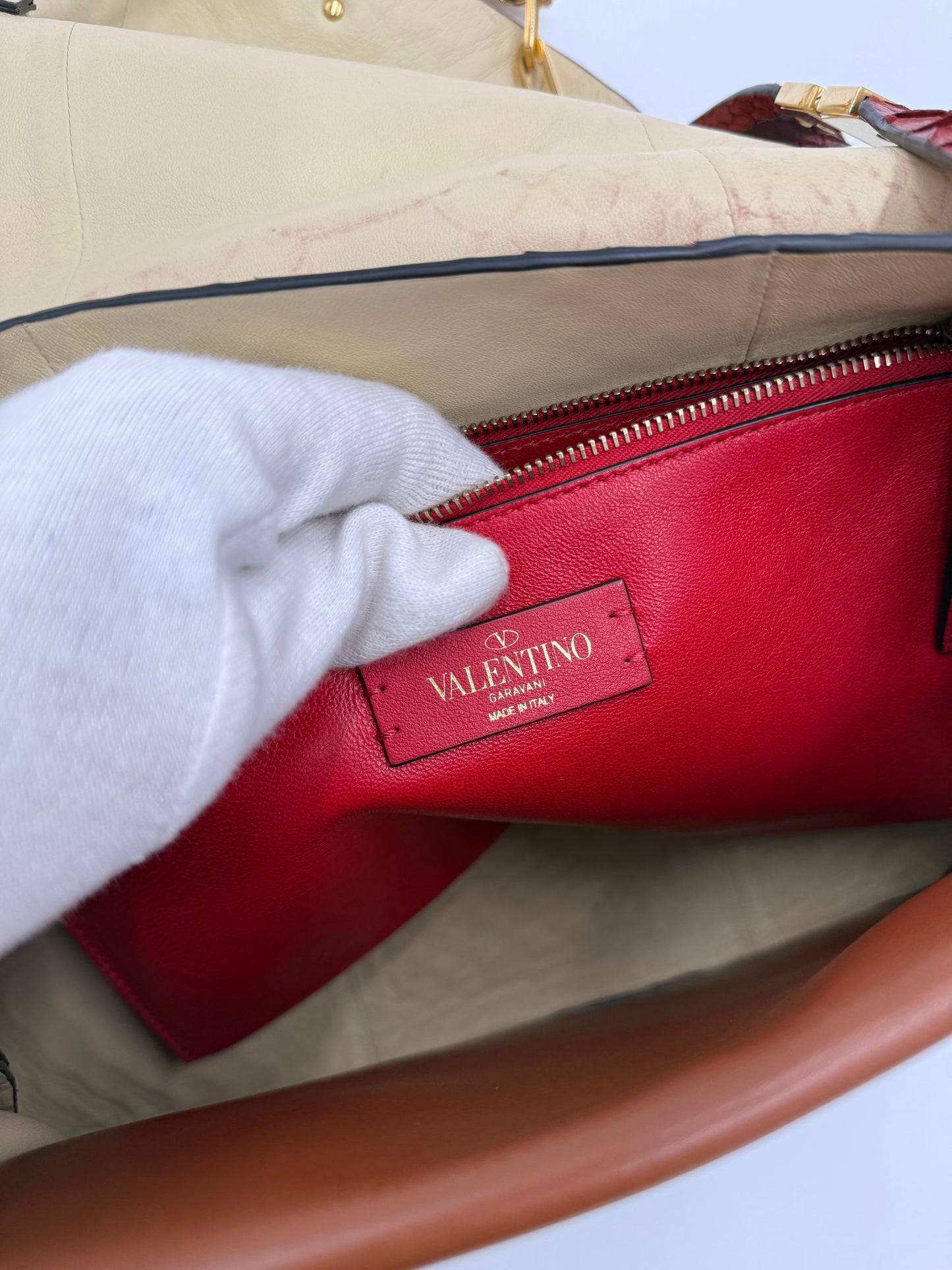 Valentino Garavani Borsa Vintage in Pitone Terracotta con Serpente