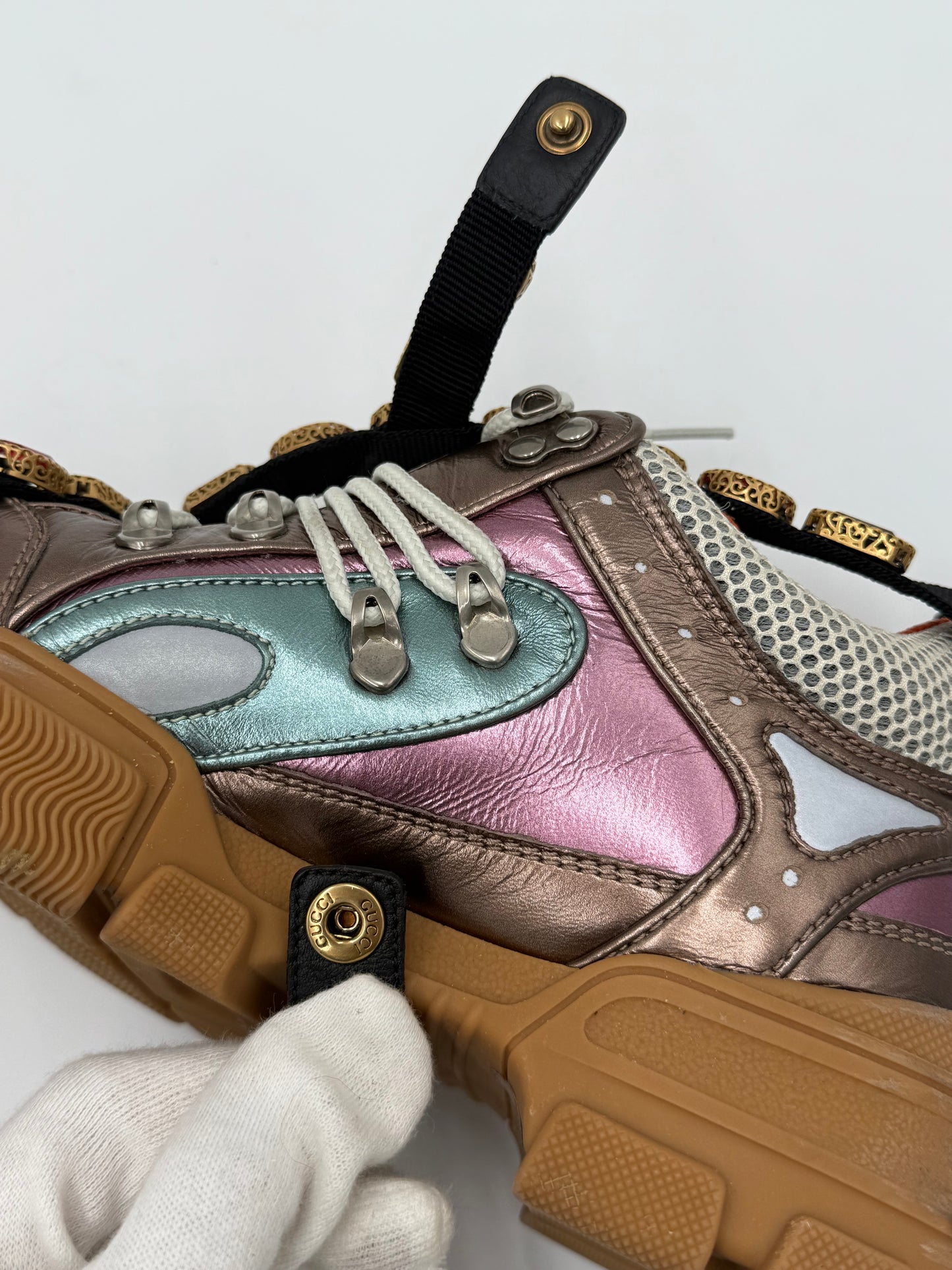 Gucci Sneakers Flashtrek con Gioielli e Finitura Metallizzata