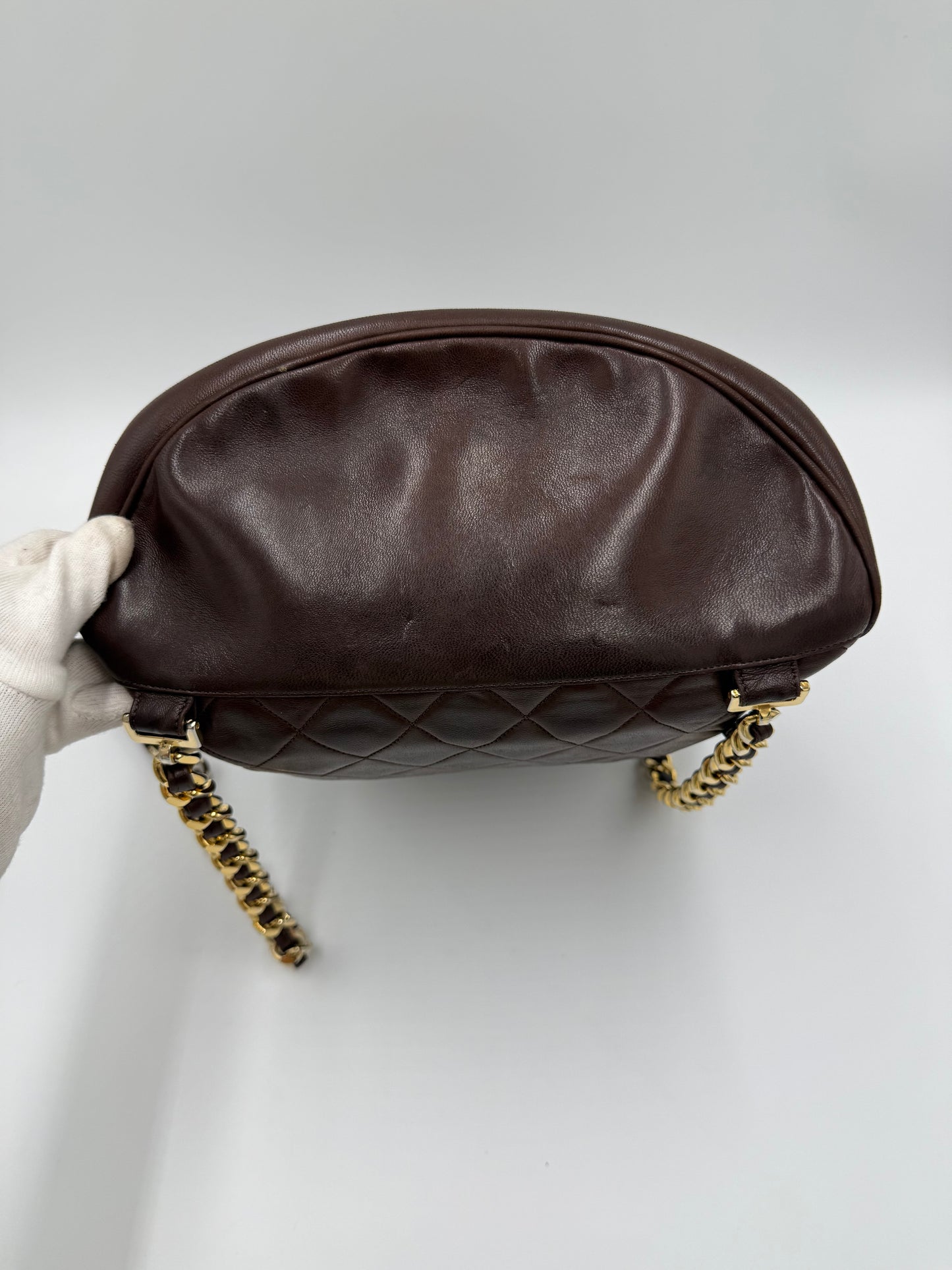 Chanel Zaino Vintage in Pelle Matelassé Marrone Scuro