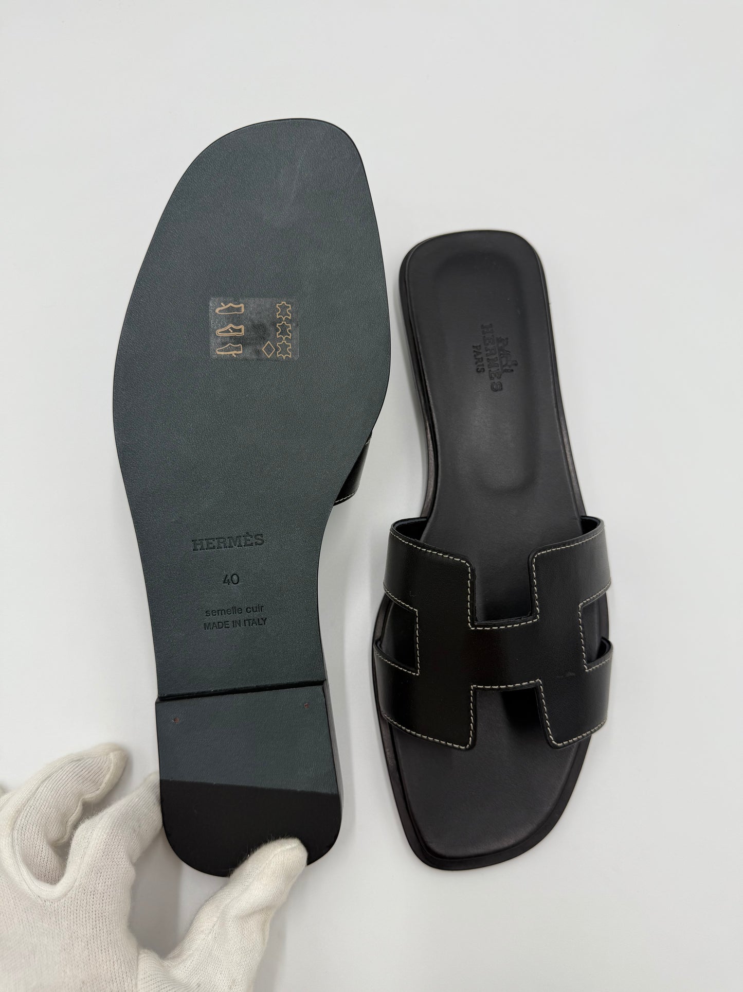 Hermès Sandali Oran in Pelle Nera