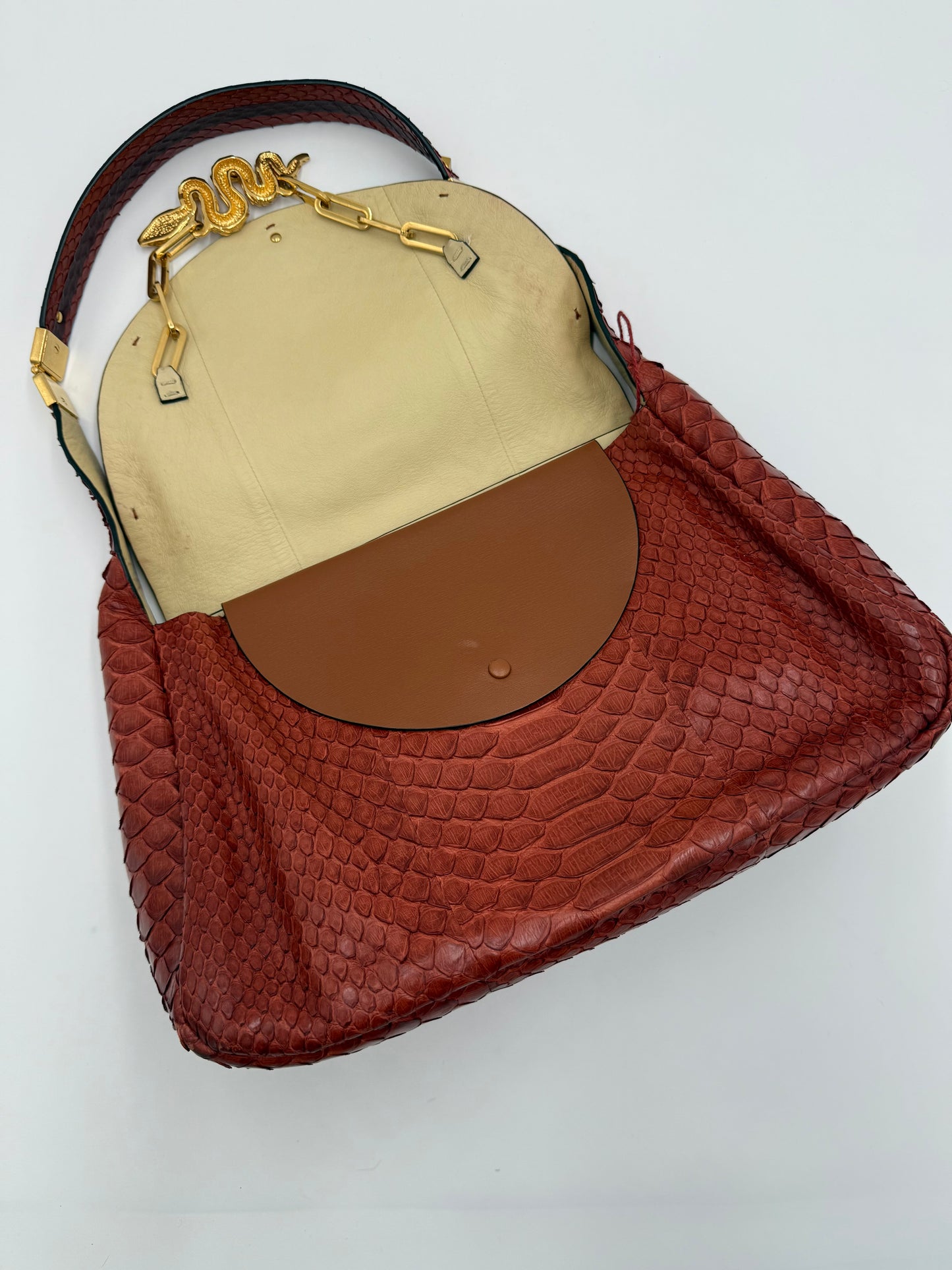 Valentino Garavani Borsa Vintage in Pitone Terracotta con Serpente