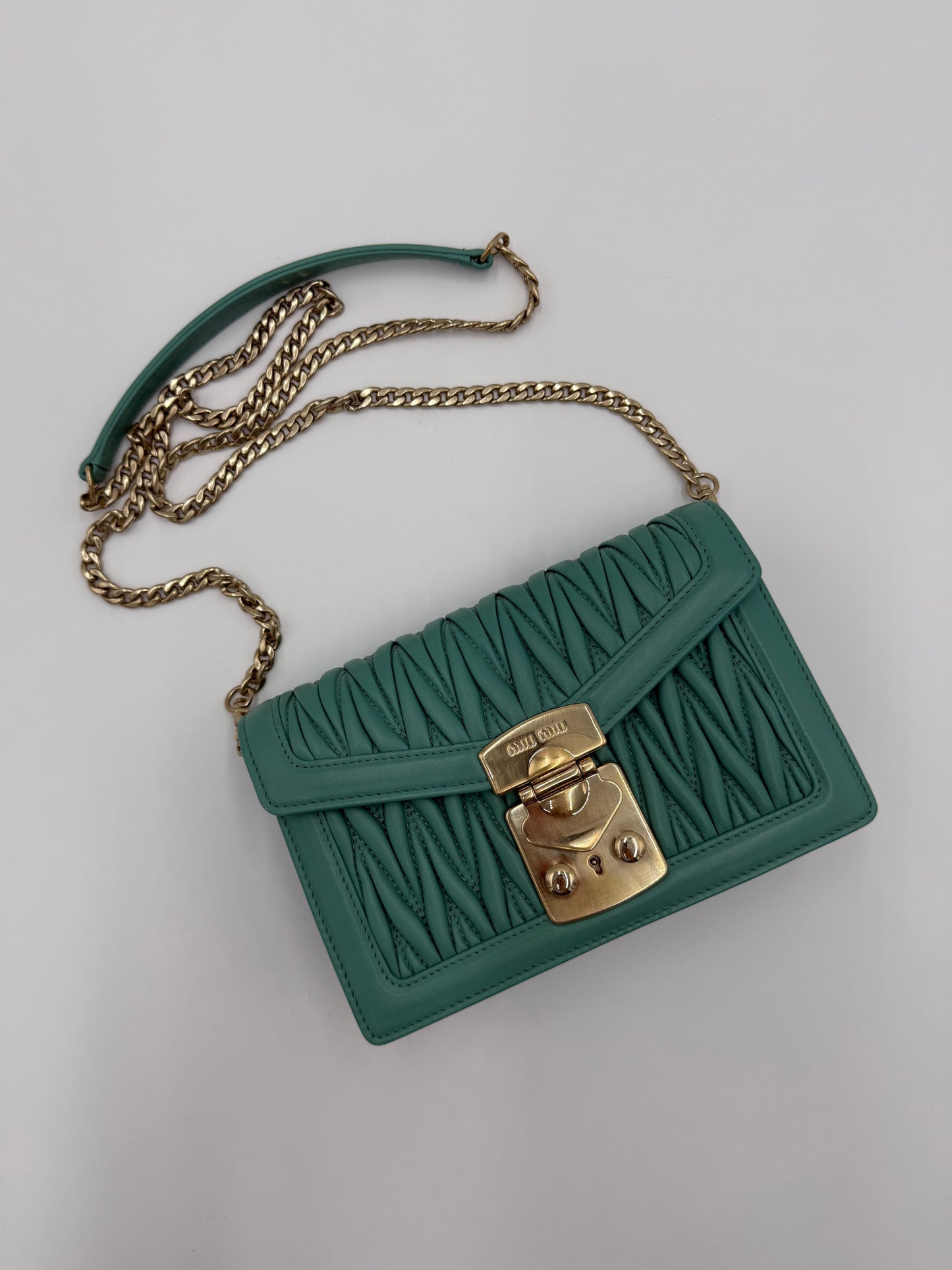 Miu Miu Borsa Confidential Matelassé Verde Giada