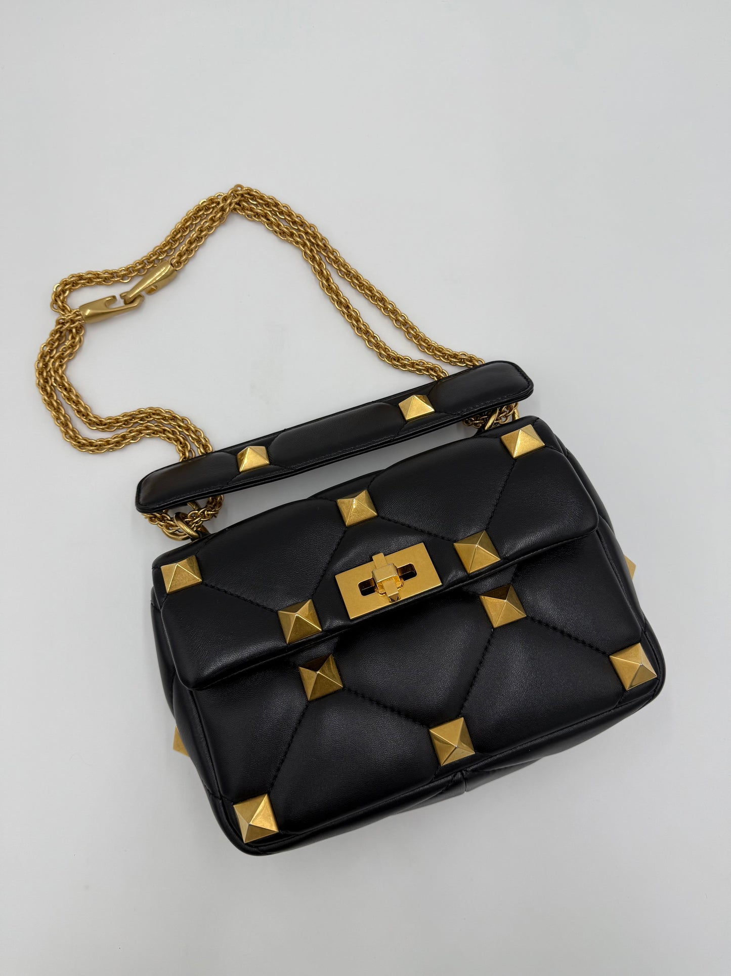 Valentino Garavani Borsa Roman Spike in Pelle Trapuntata Nera
