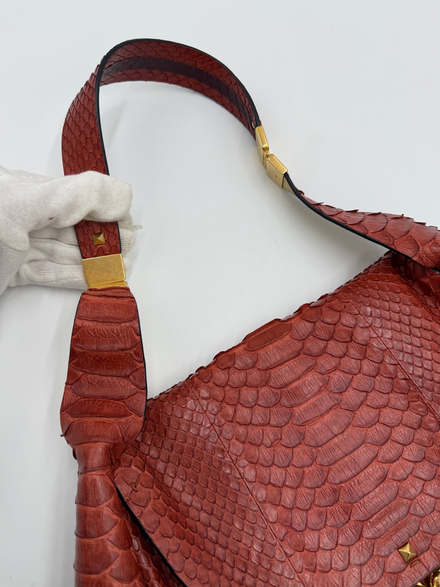 Valentino Garavani Borsa Vintage in Pitone Terracotta con Serpente