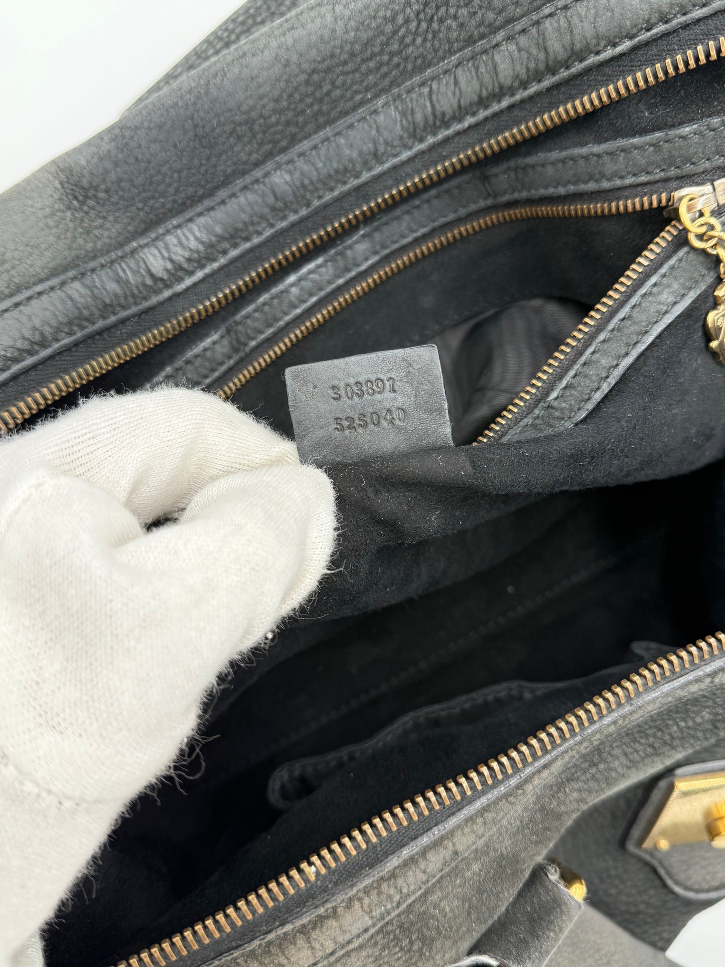 Gucci Borsa Tote Padlock Vintage Pelle Antracite con Iniziali