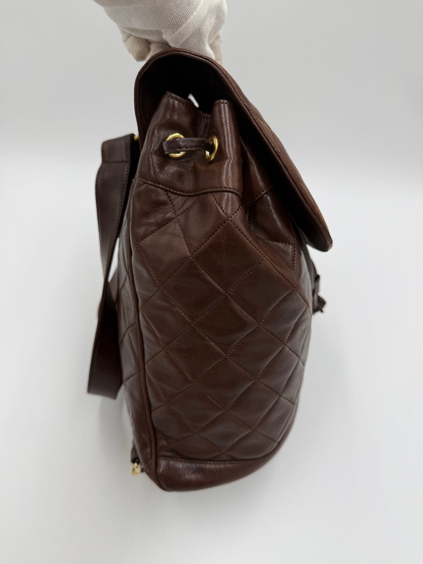 Chanel Zaino Vintage in Pelle Matelassé Marrone Scuro