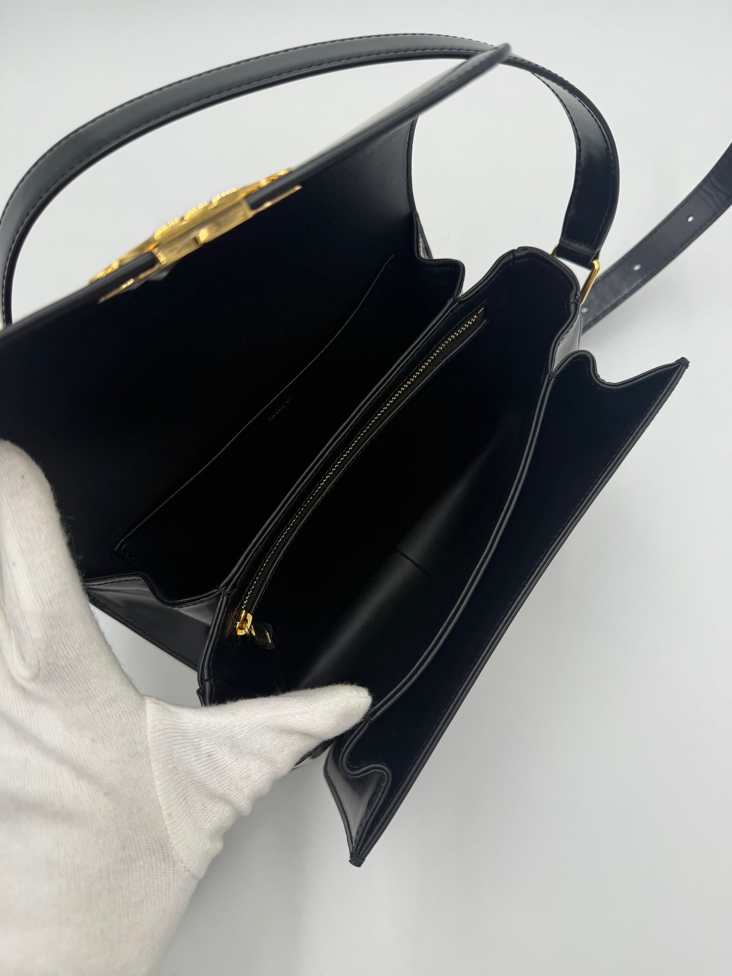 Celine Triomphe Classique Bag Black Leather