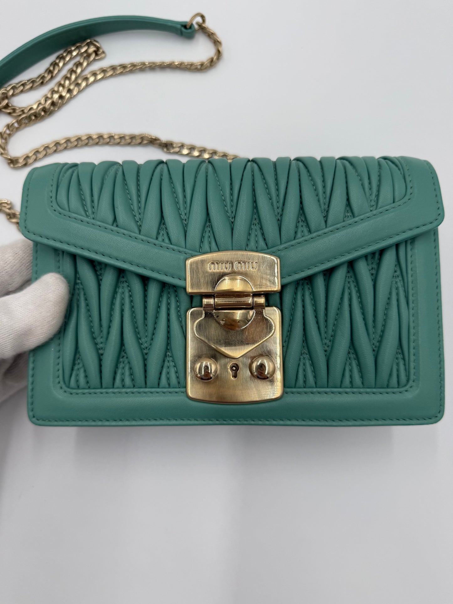 Miu Miu Borsa Confidential Matelassé Verde Giada