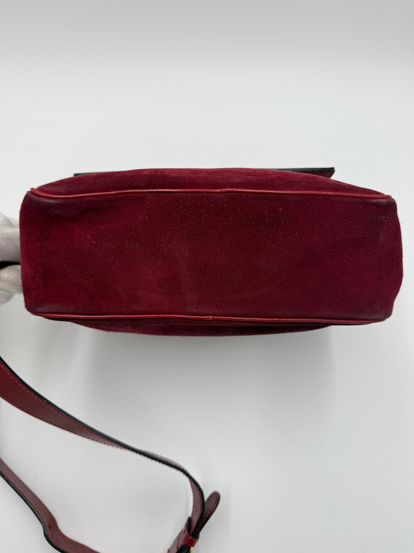 Céline Borsa a Spalla Vintage in Pelle e Camoscio Bordeaux