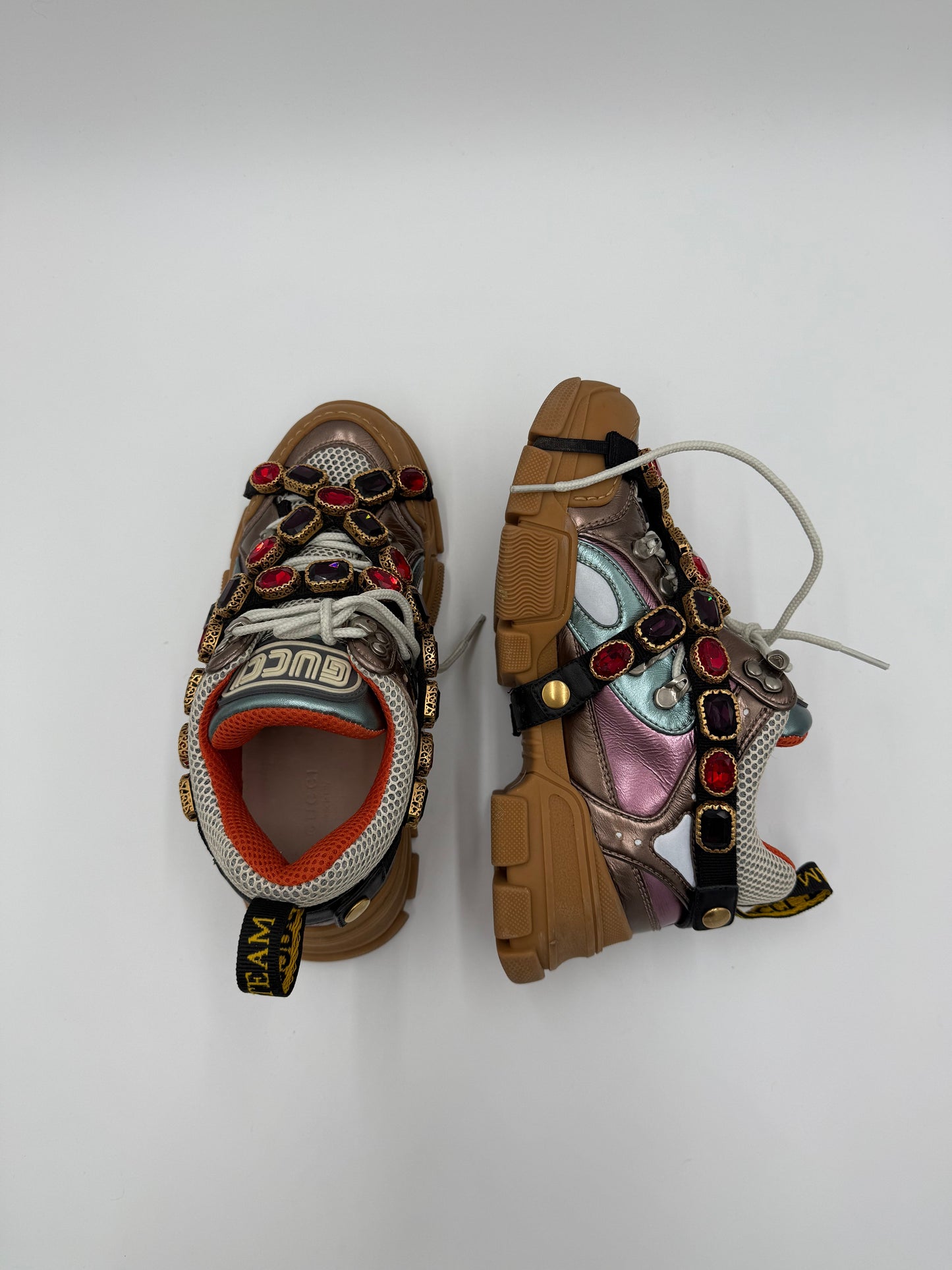 Gucci Sneakers Flashtrek con Gioielli e Finitura Metallizzata