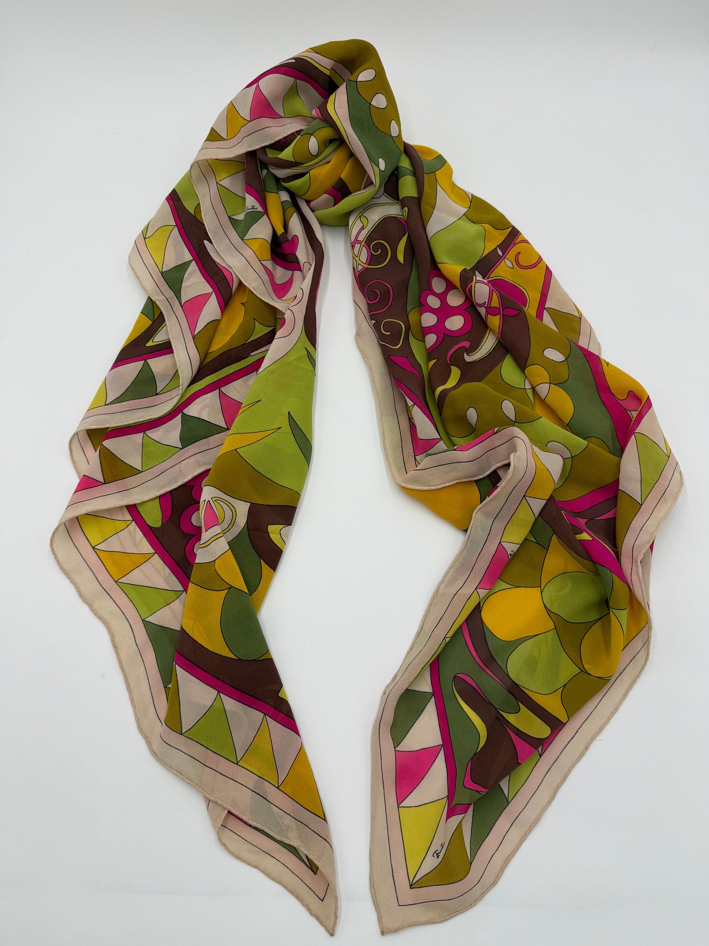 Emilio Pucci Foulard Vintage in Seta Stampa Psichedelica