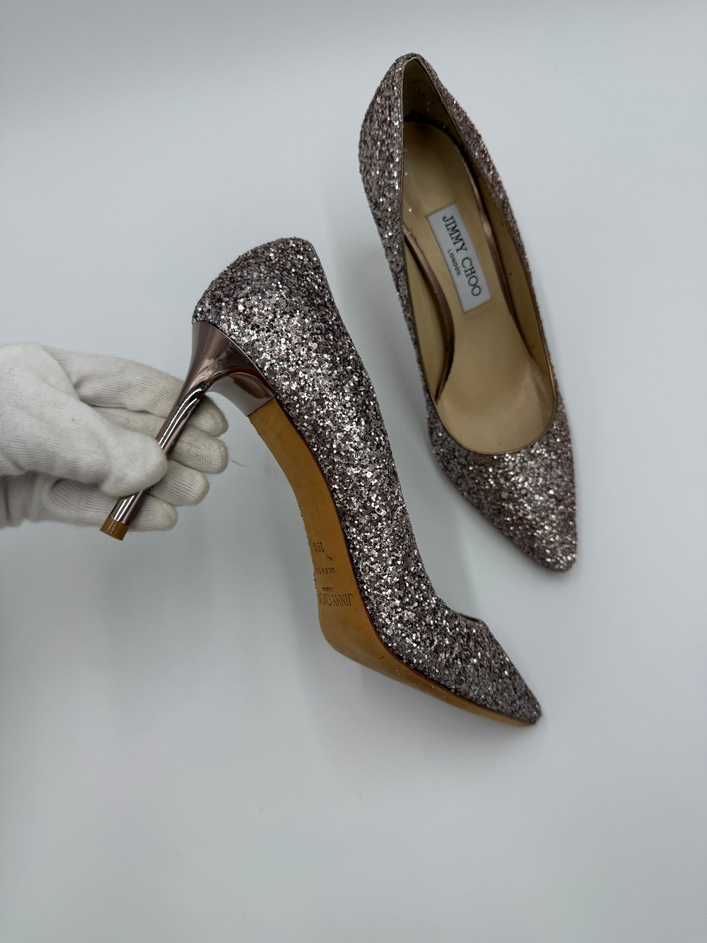 Jimmy Choo Decollété Romy 85 con Glitter