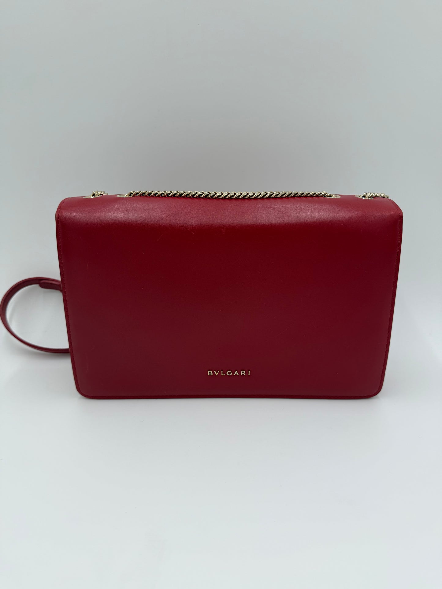Bulgari Borsa Flap a Spalla in Pelle Rossa e Perspicio Nero