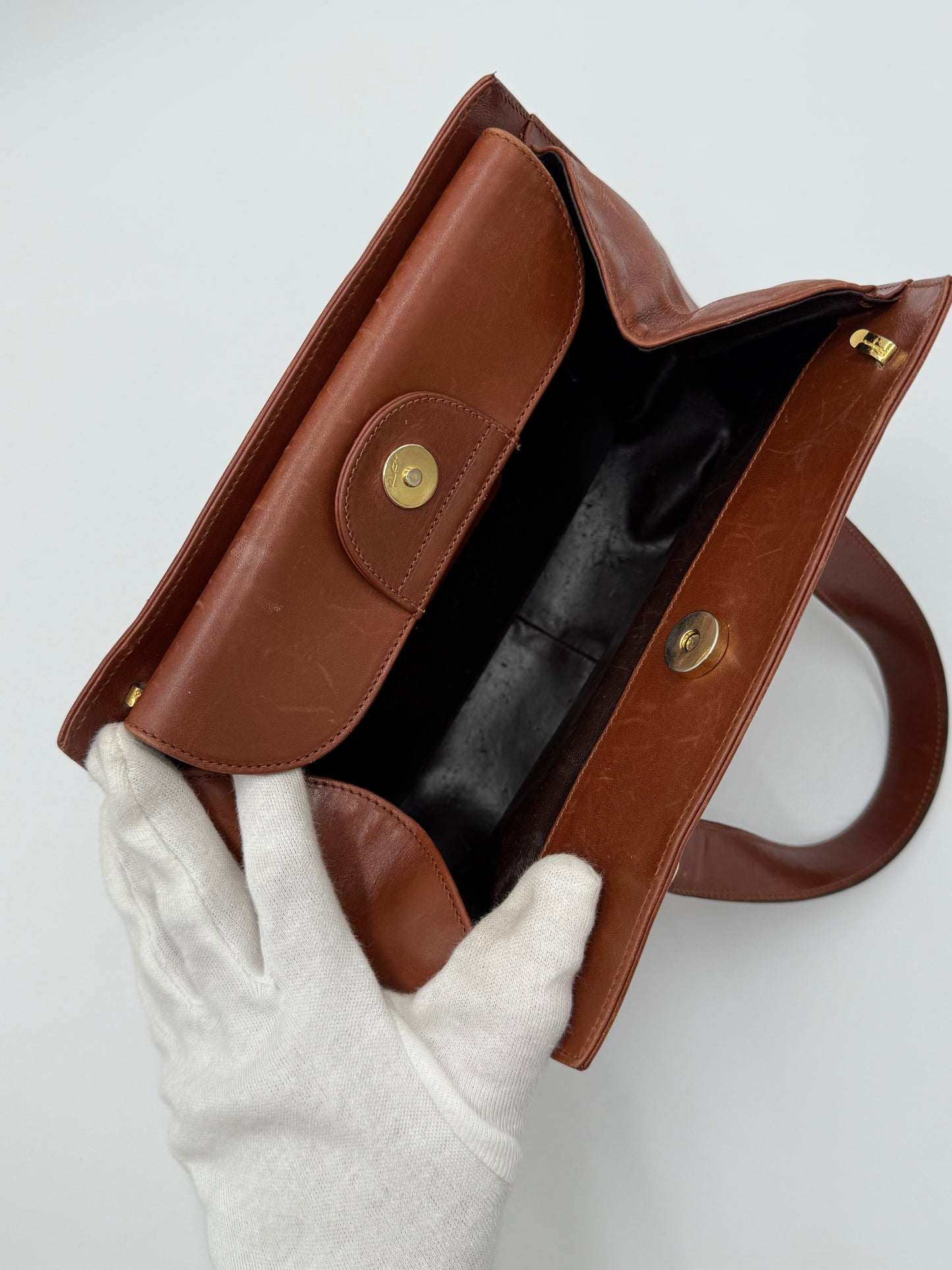 Salvatore Ferragamo Borsa Vintage Gancini in Pelle Cognac