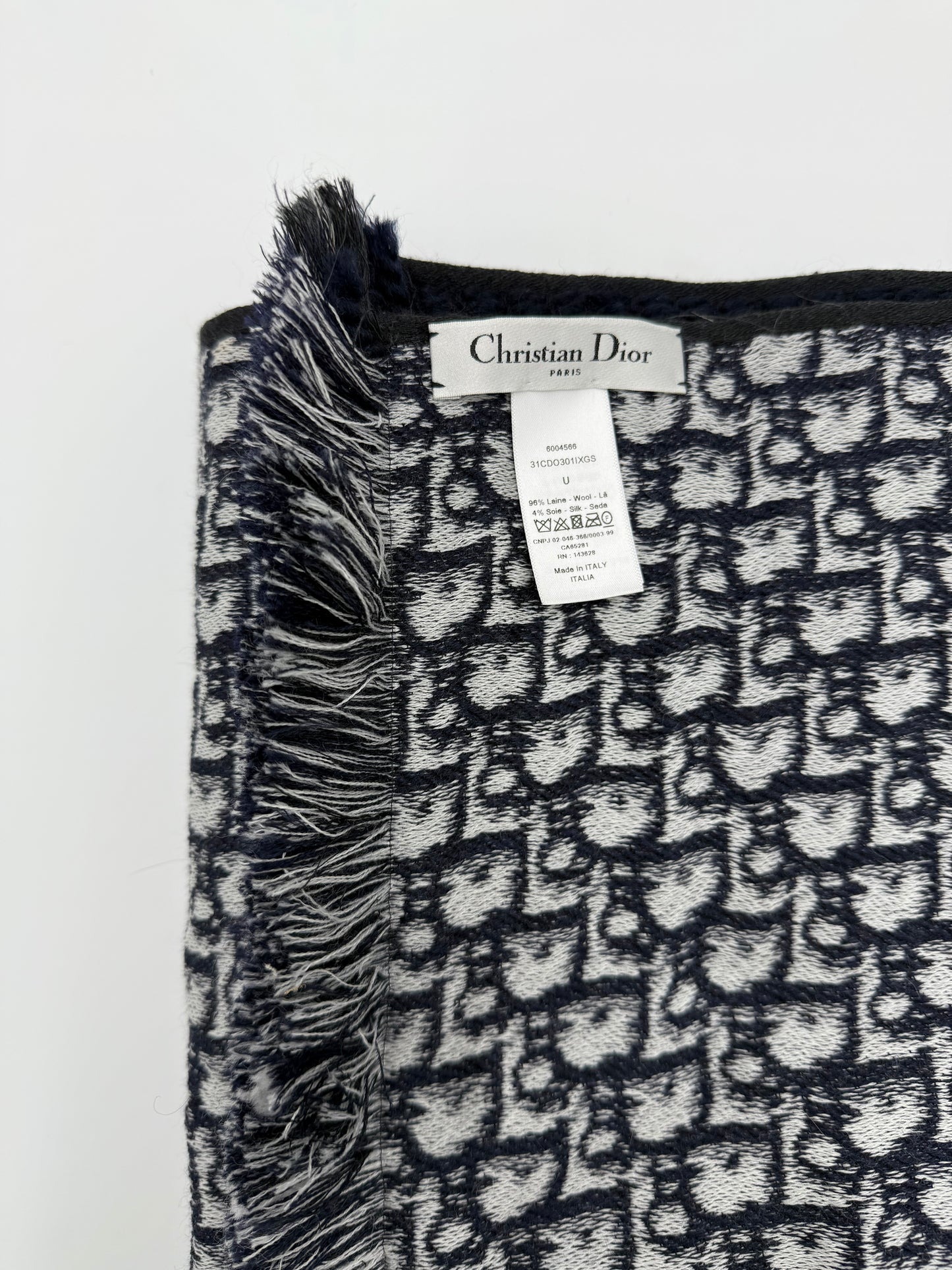 Christian Dior Sciarpa in Lana Oblique Reversibile Blu