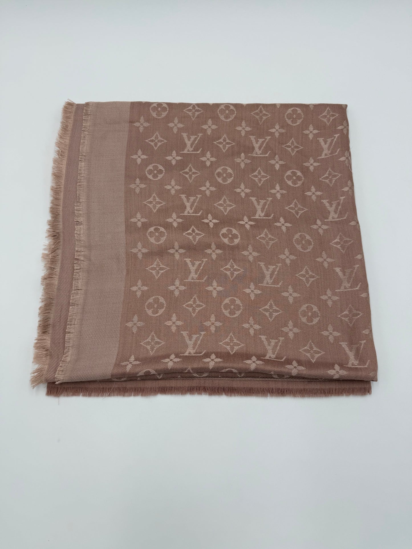 Louis Vuitton Sciarpa Shawl Monogram in Lana Rosa Cipria