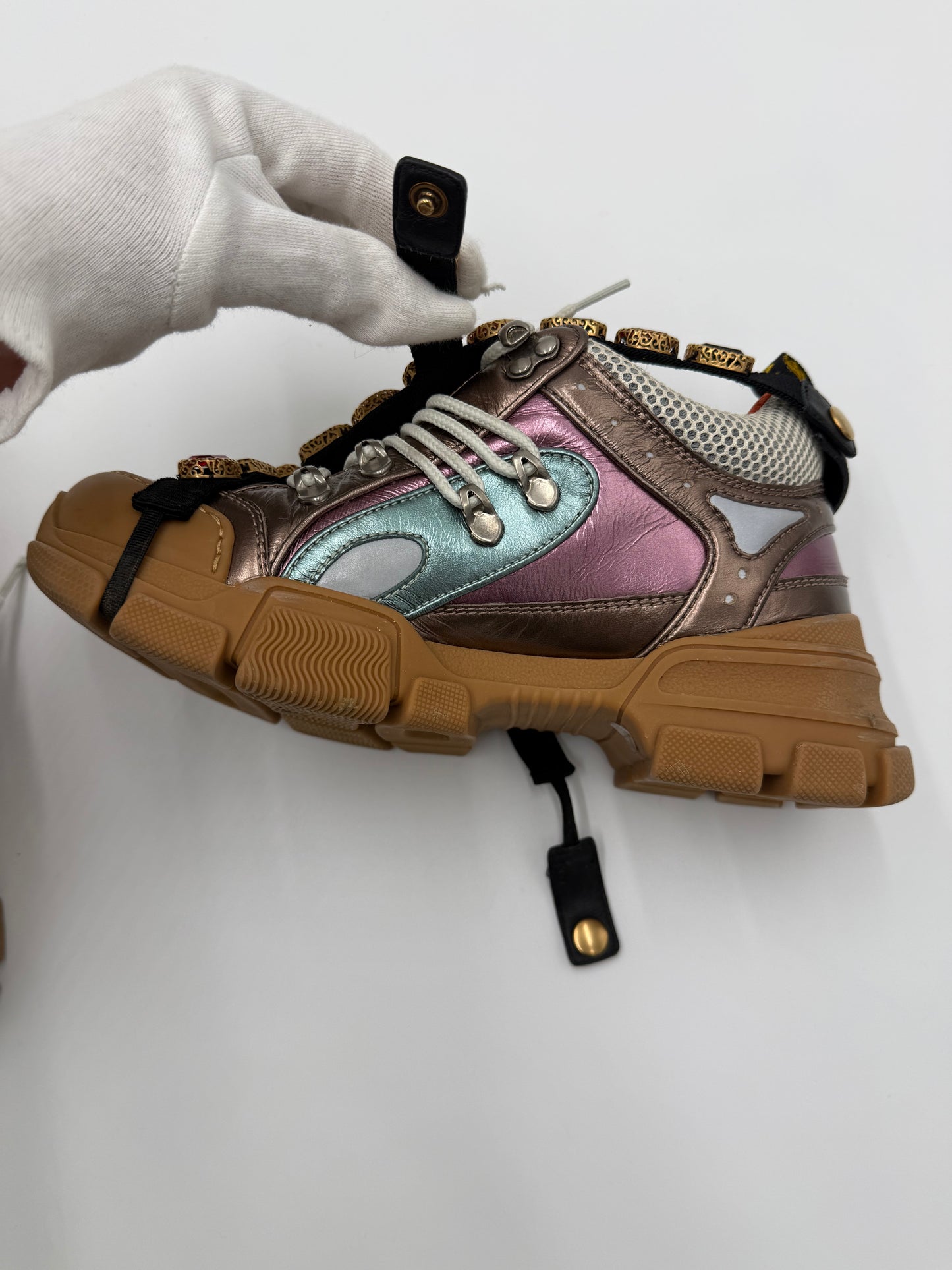 Gucci Sneakers Flashtrek con Gioielli e Finitura Metallizzata