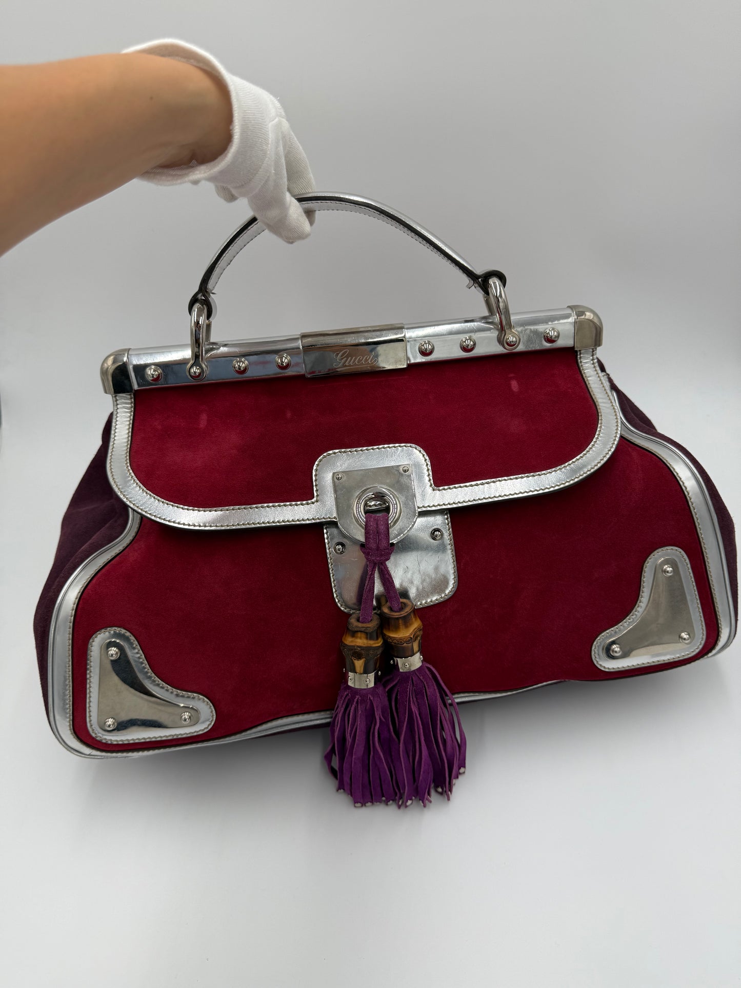 Gucci Borsa Indy Vintage Top Handle Rossa e Argento