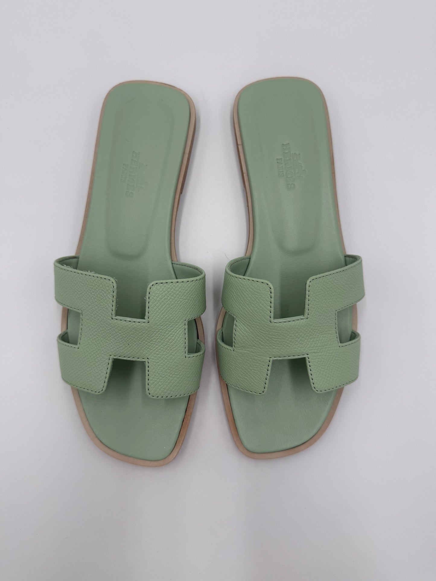 Hermès Sandali Oran in Pelle Epsom Vert Jade