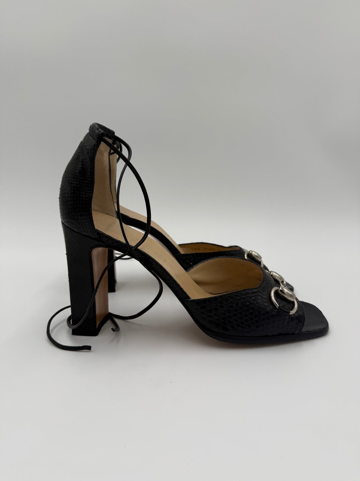 Gucci Sandali Horsebit Vintage in Pitone Neri