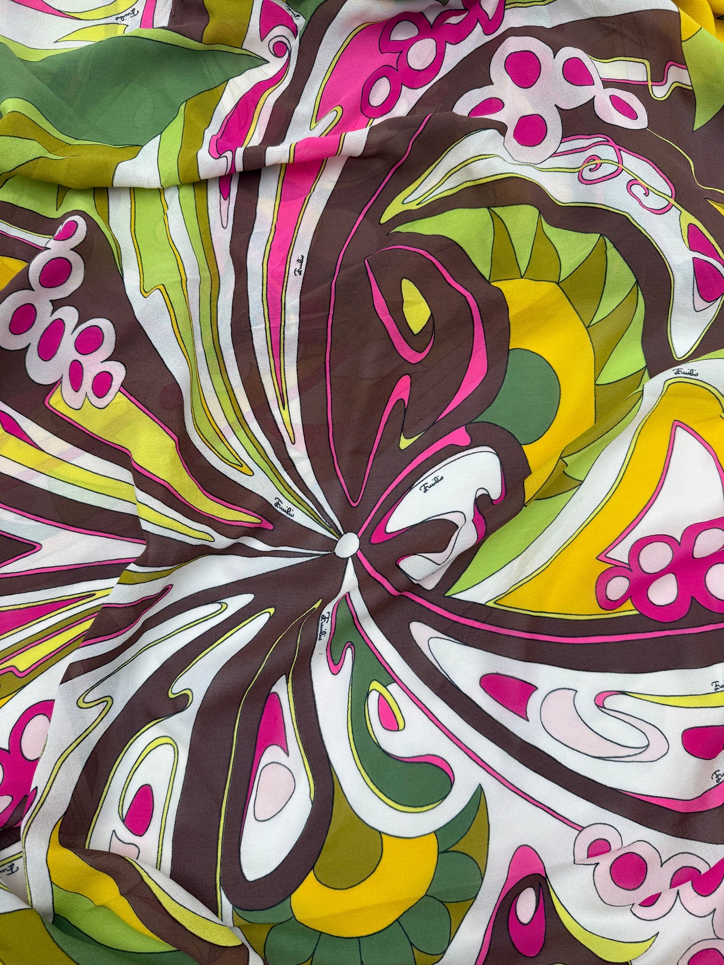 Emilio Pucci Foulard Vintage in Seta Stampa Psichedelica
