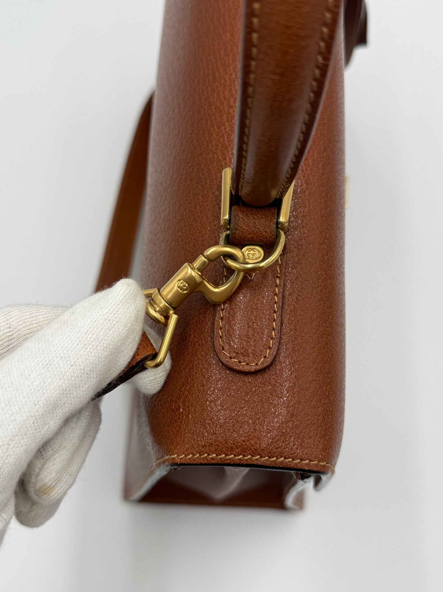 Gucci Borsa Lady Lock Vintage Top Handle in Pelle Cognac