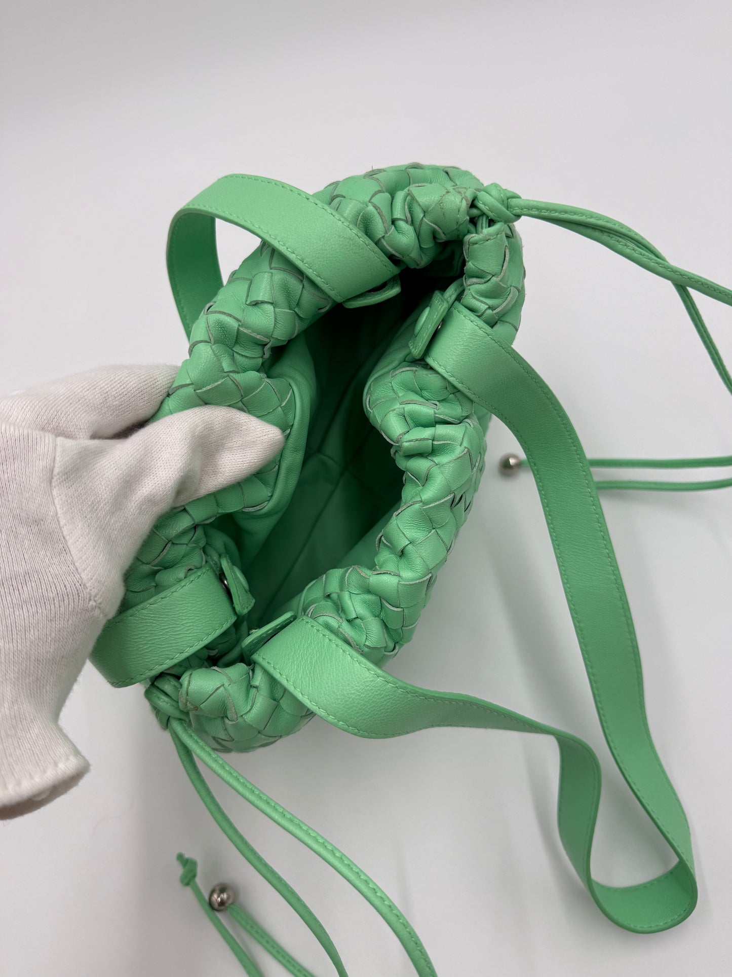 Bottega Veneta Borsa Small Bulb in Pelle Intrecciata Verde