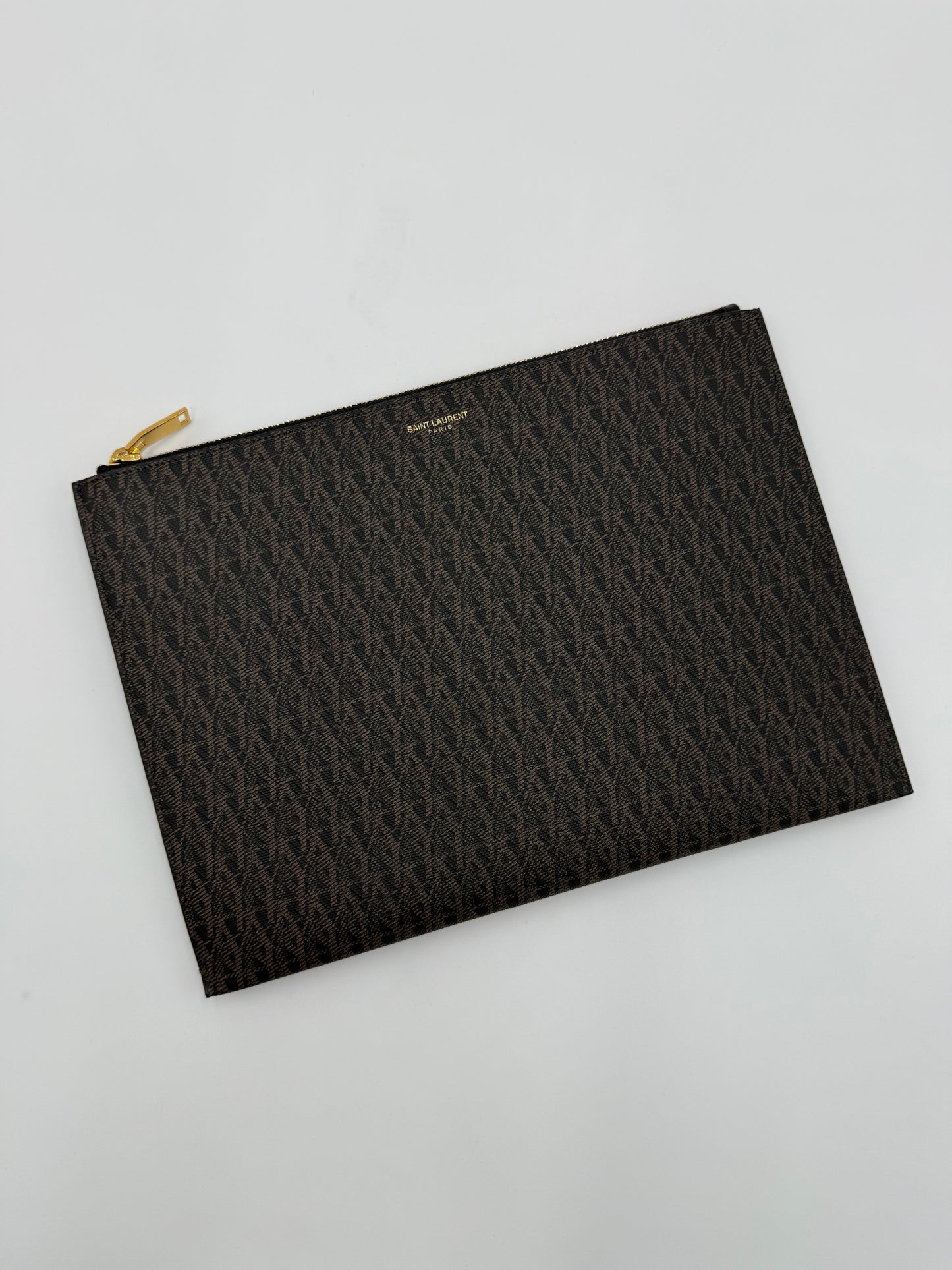 Saint Laurent Pouch Classic Toile Monogram Marrone