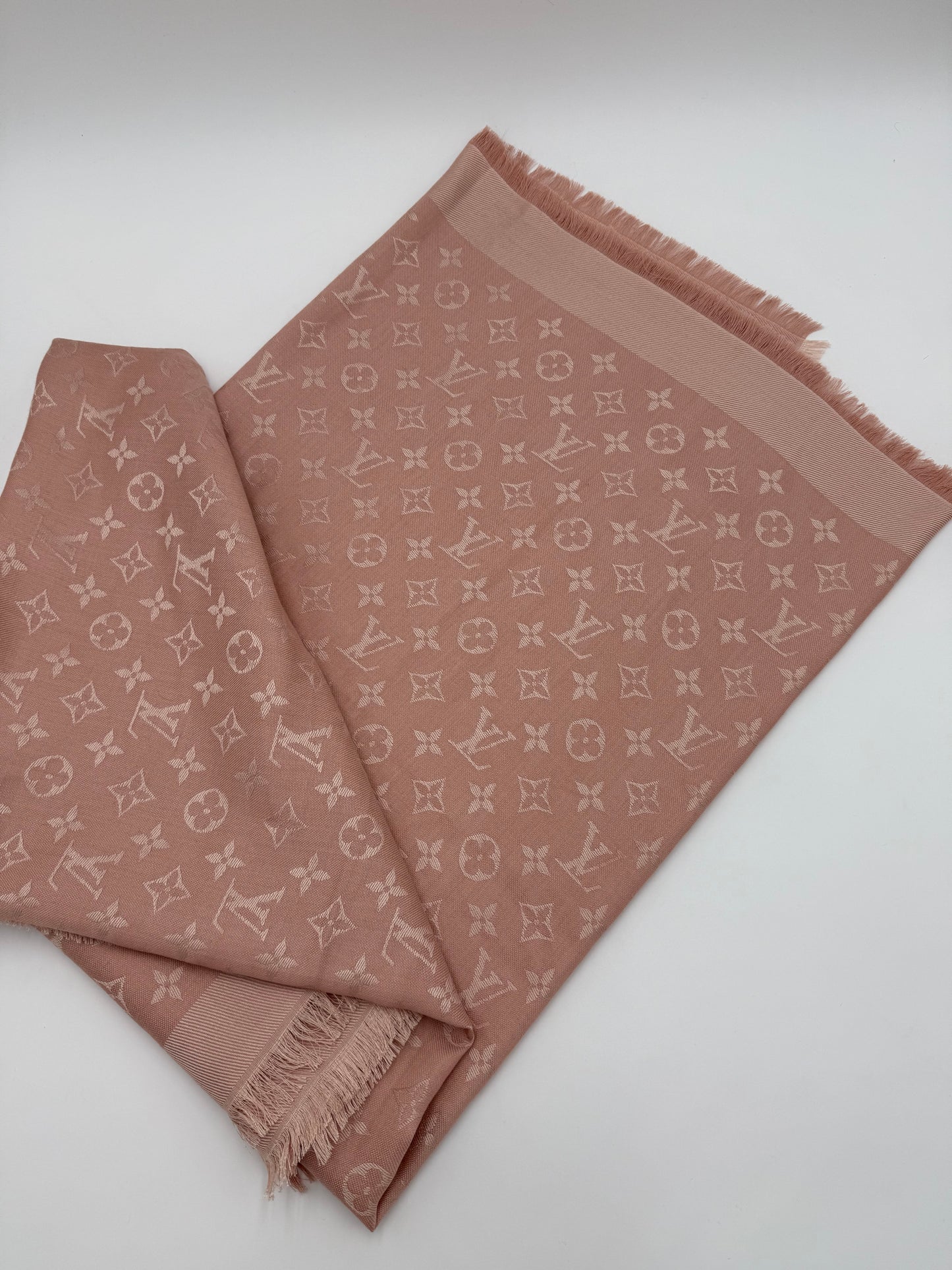 Louis Vuitton Sciarpa Shawl Monogram in Lana Rosa Pastello