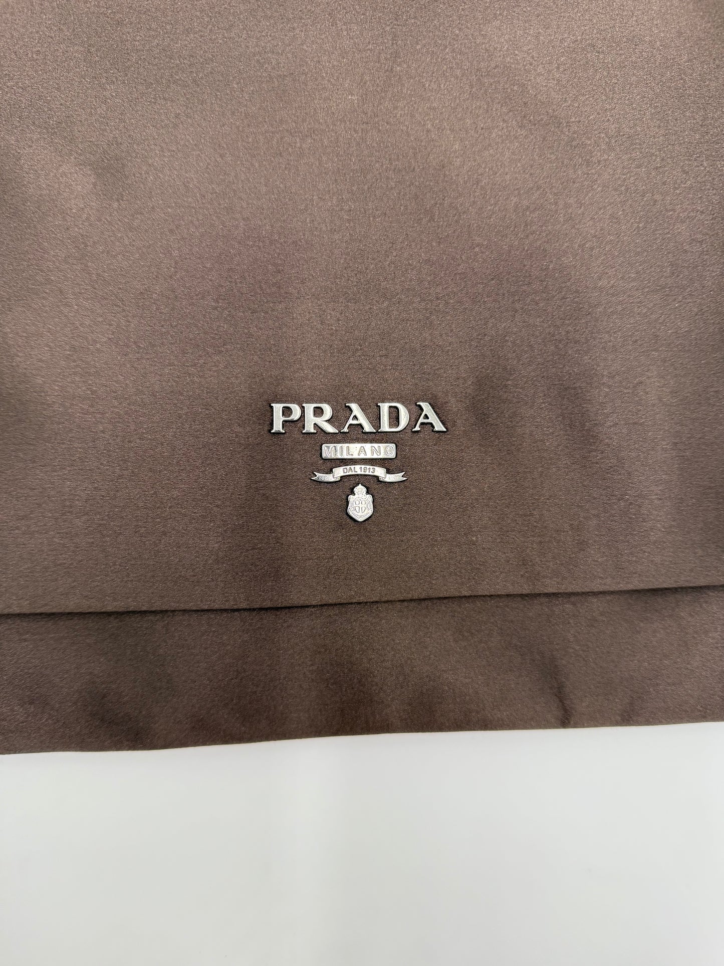 Prada Pochette Vintage Grande in Raso Marrone