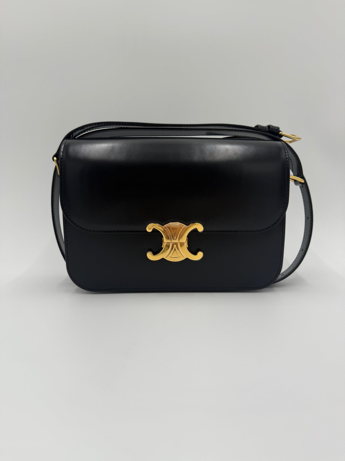 Celine Triomphe Classique Bag Black Leather
