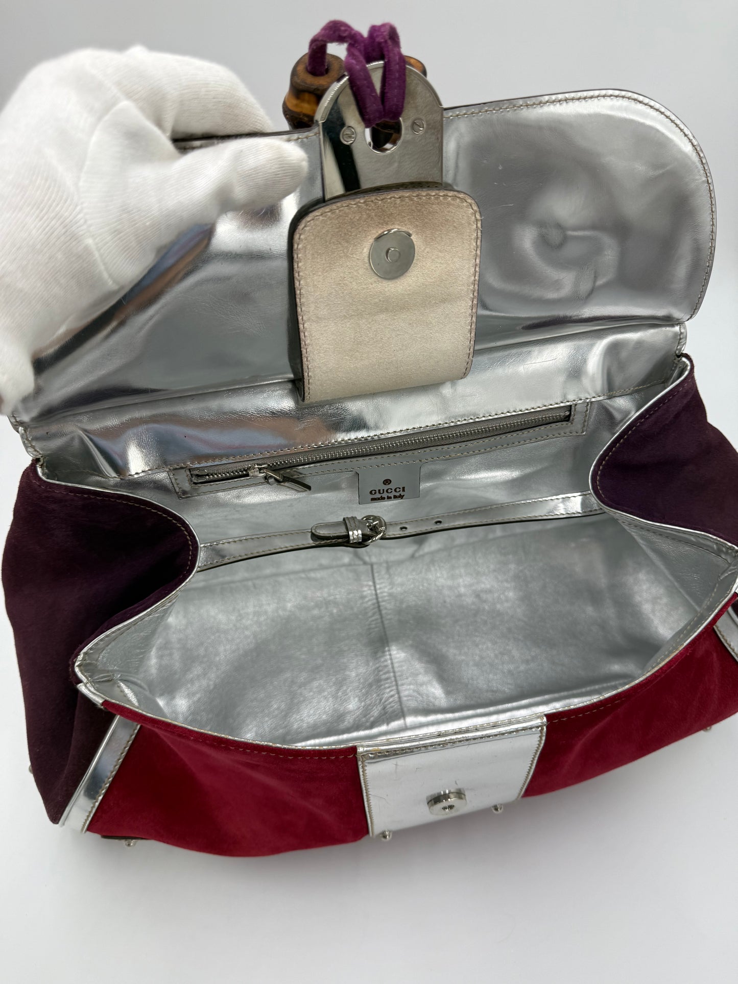 Gucci Borsa Indy Vintage Top Handle Rossa e Argento