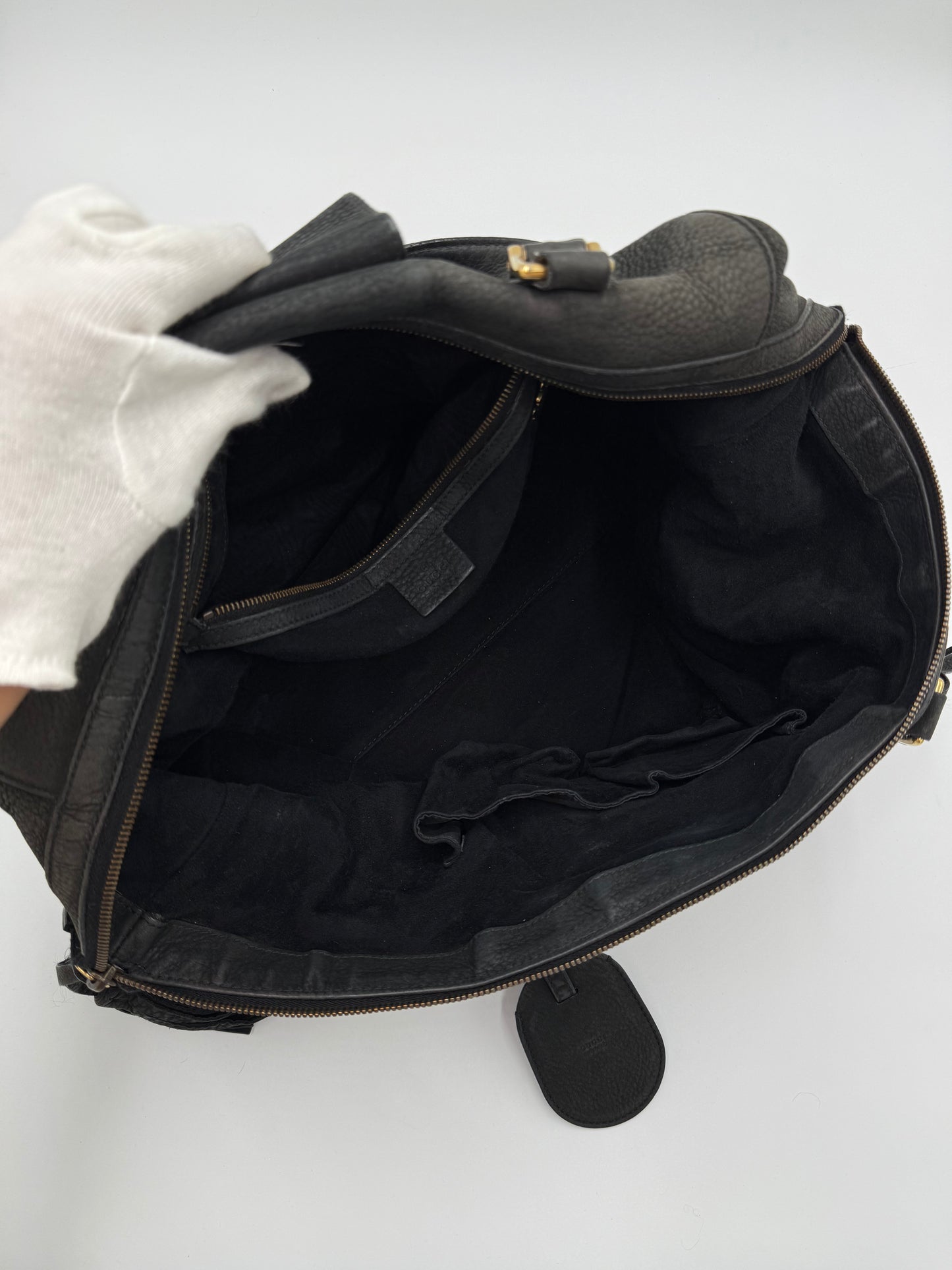 Gucci Borsa Tote Padlock Vintage Pelle Antracite con Iniziali