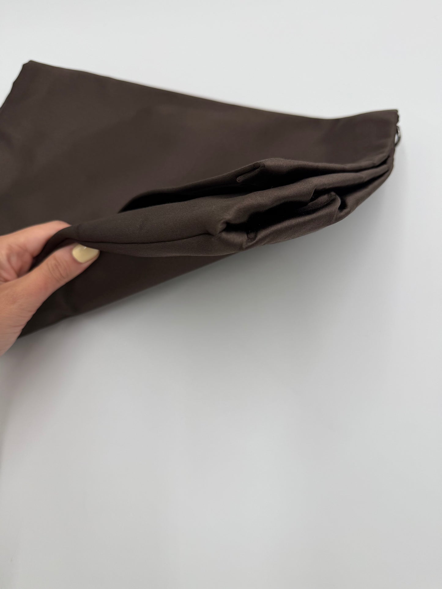 Prada Pochette Vintage Grande in Raso Marrone