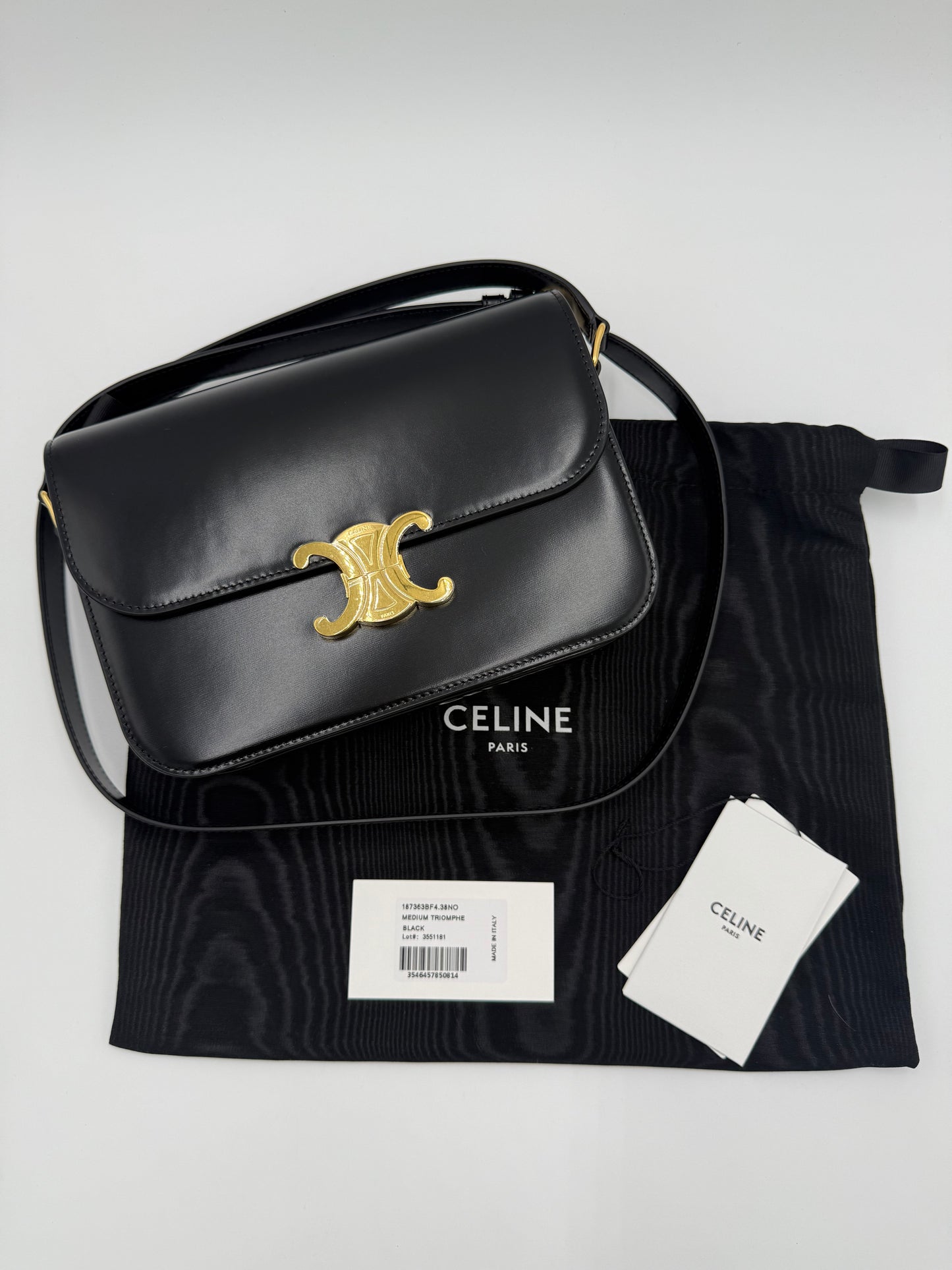Celine Triomphe Classique Bag Black Leather
