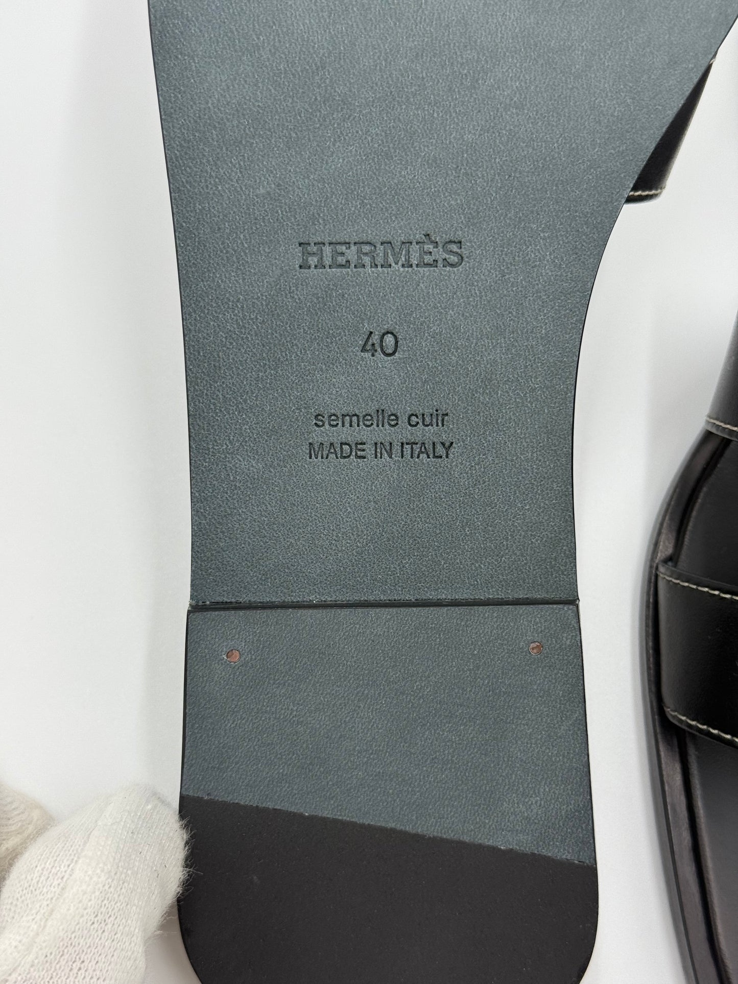 Hermès Sandali Oran in Pelle Nera