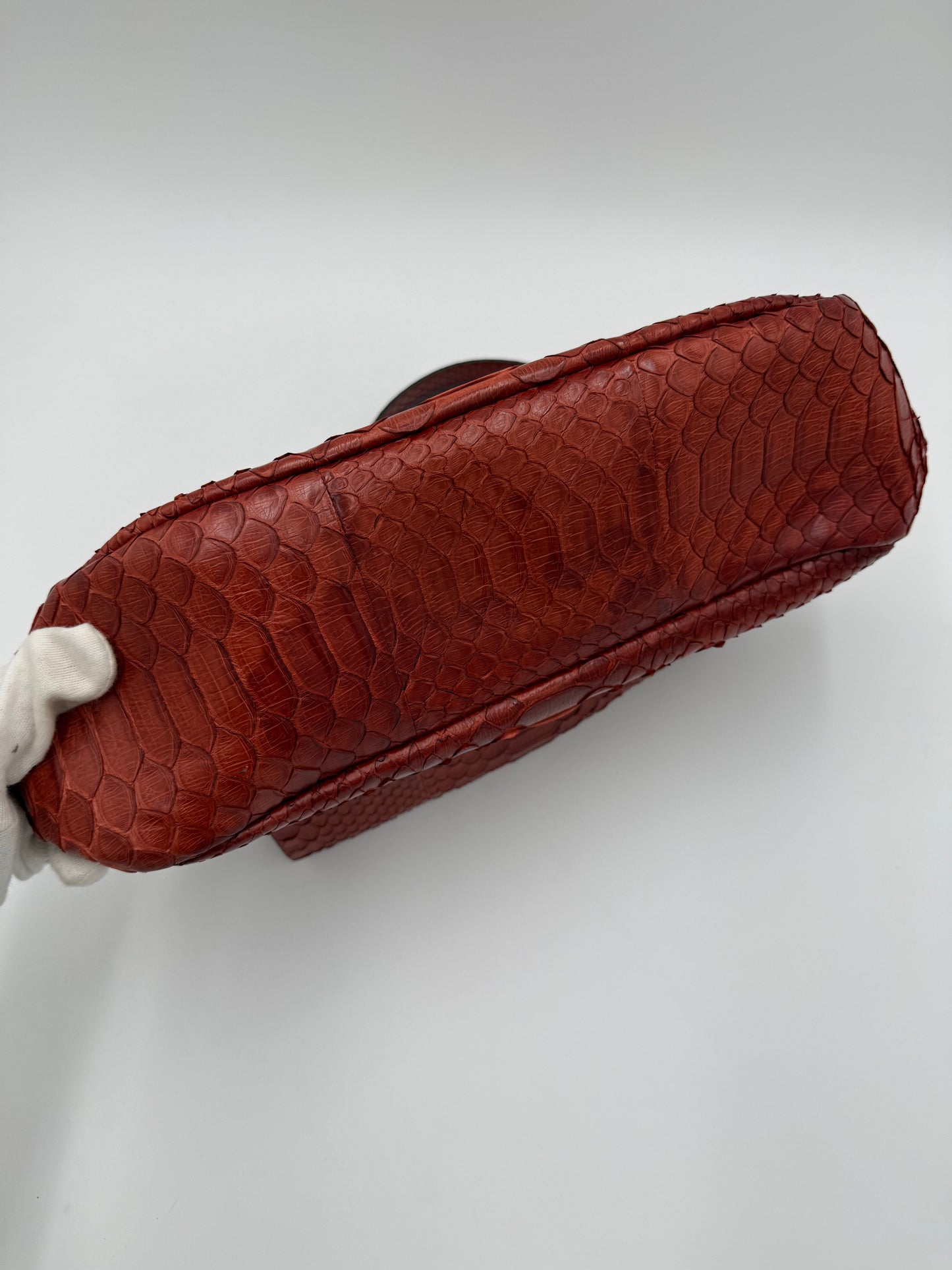 Valentino Garavani Borsa Vintage in Pitone Terracotta con Serpente