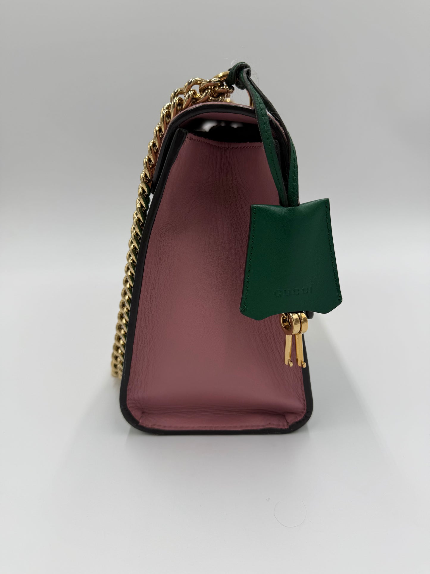 Gucci Borsa a Spalla Padlock in Pelle Bicolore Rosa e Verde