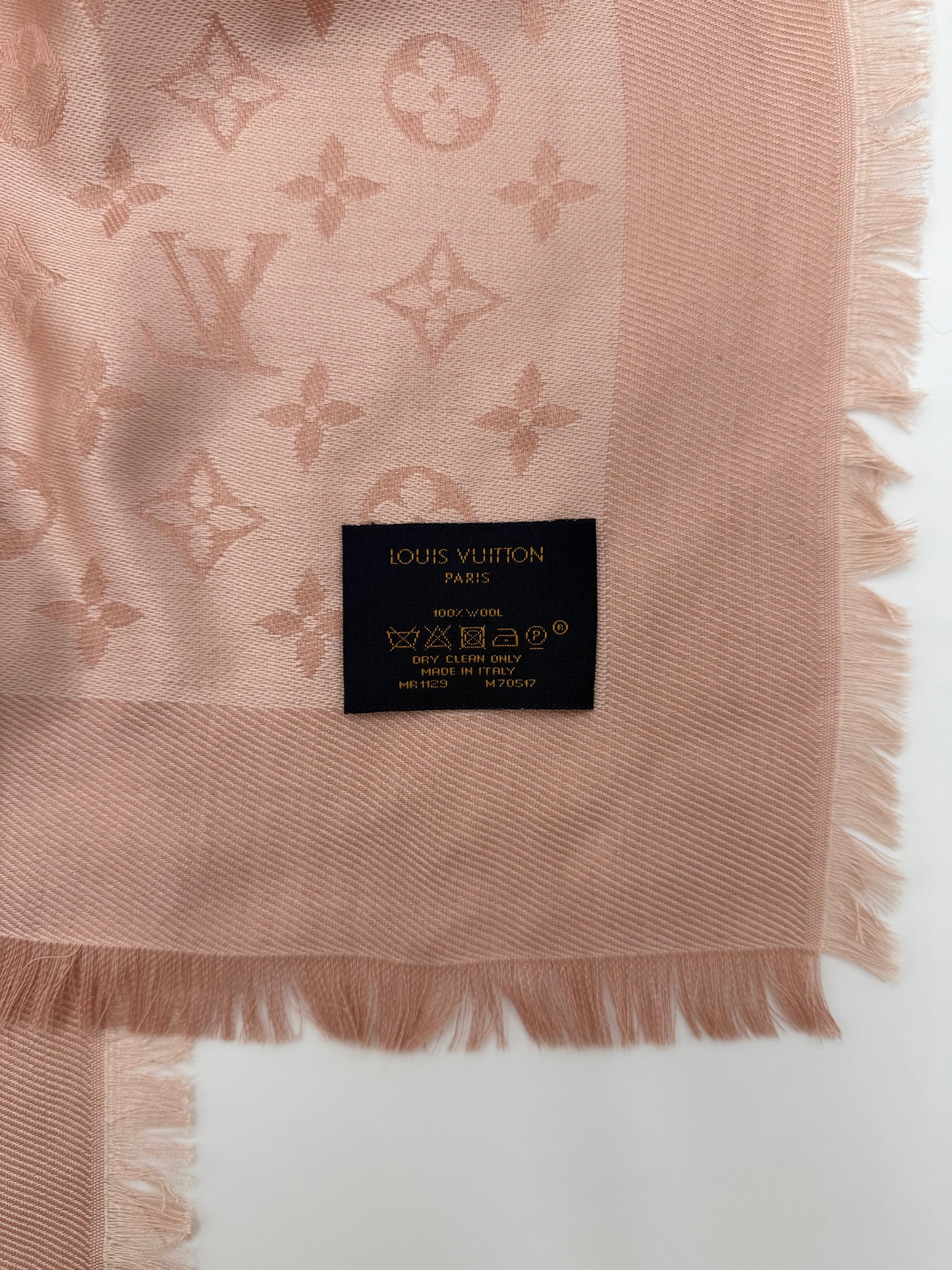 Louis Vuitton Sciarpa Shawl Monogram in Lana Rosa Pastello