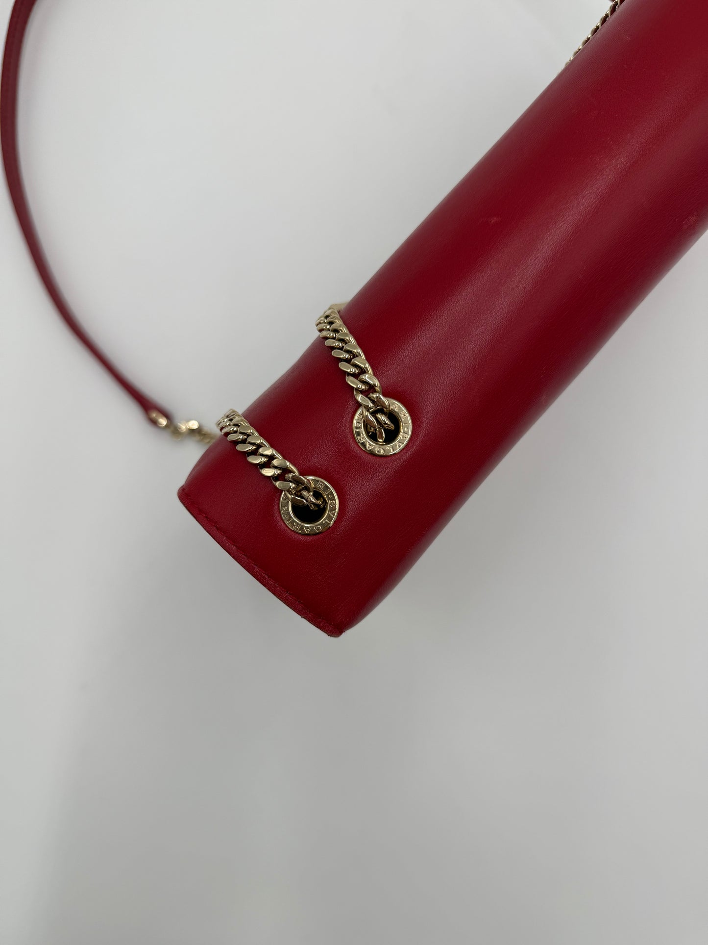 Bulgari Borsa Flap a Spalla in Pelle Rossa e Perspicio Nero