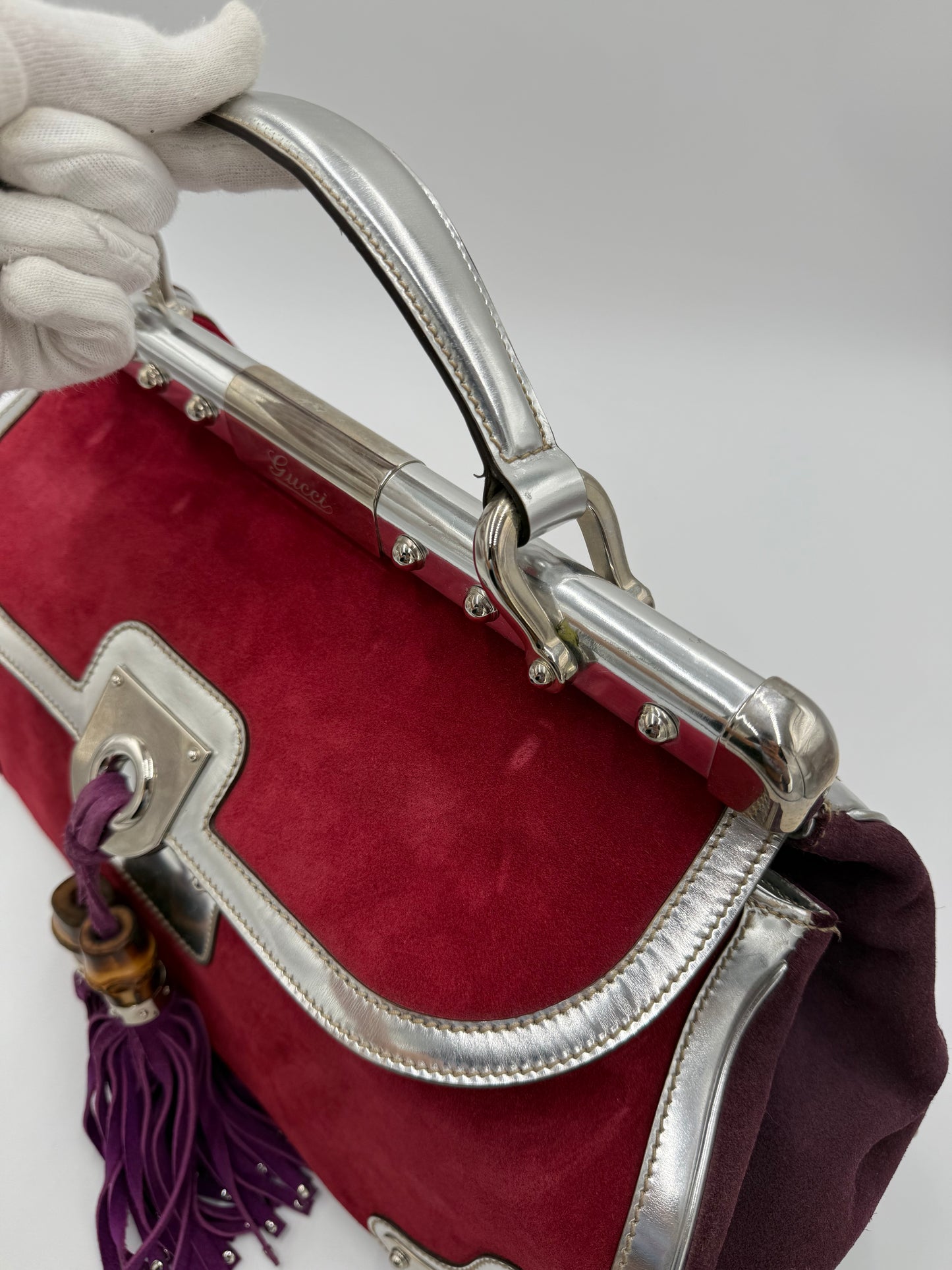 Gucci Borsa Indy Vintage Top Handle Rossa e Argento