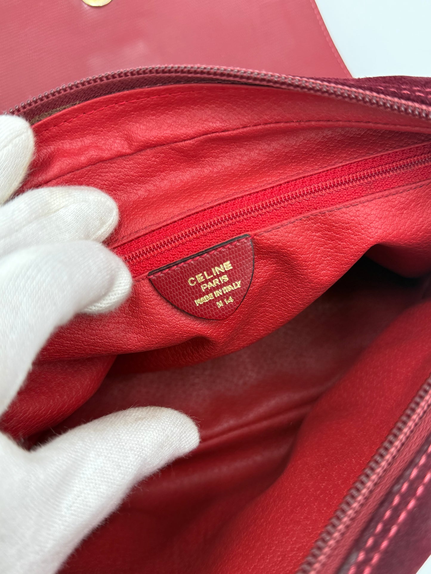 Céline Borsa a Spalla Vintage in Pelle e Camoscio Bordeaux